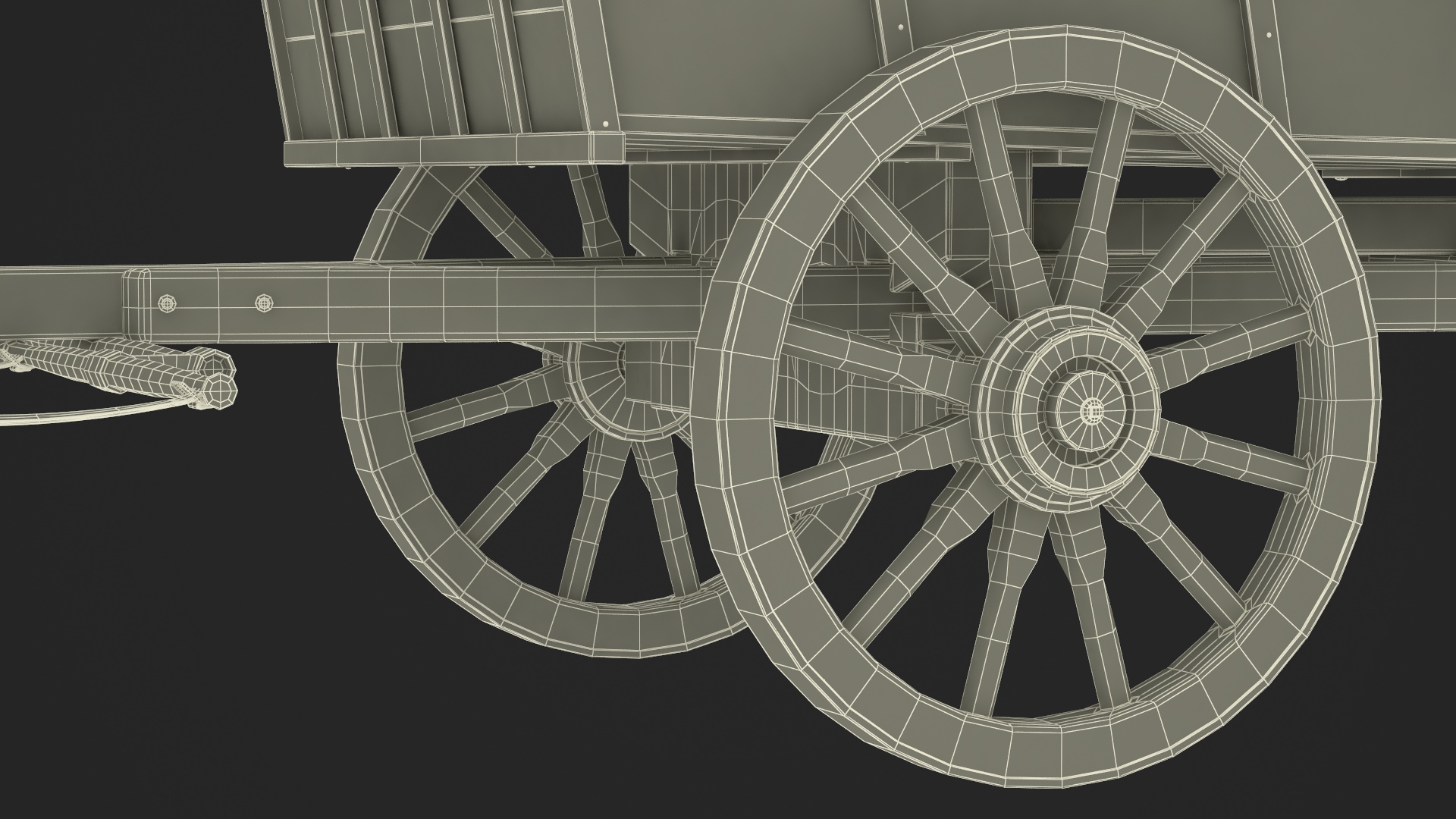 3D Open Wagon with Horses fur