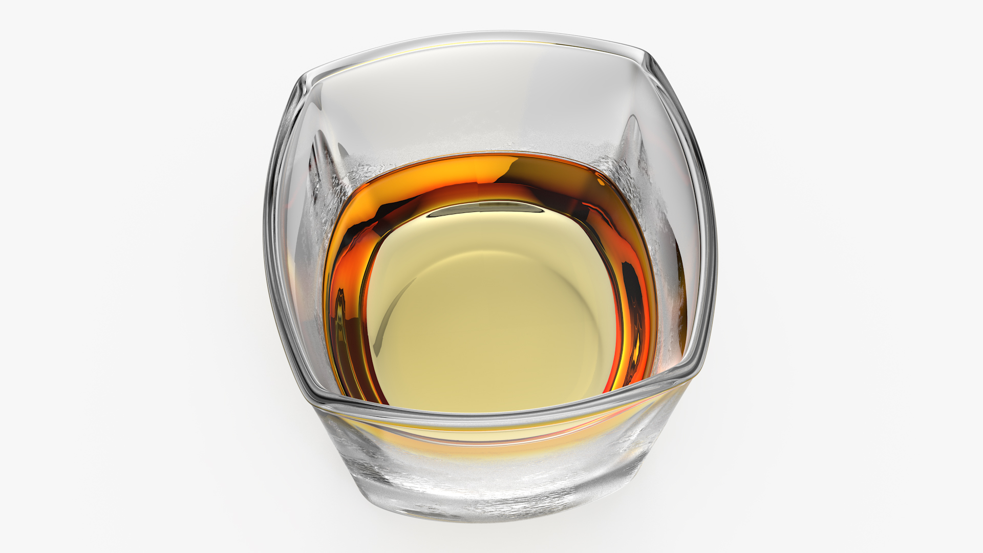 Misted Square Base Drinking Glass Thick Bottom With Whiskey 3D model