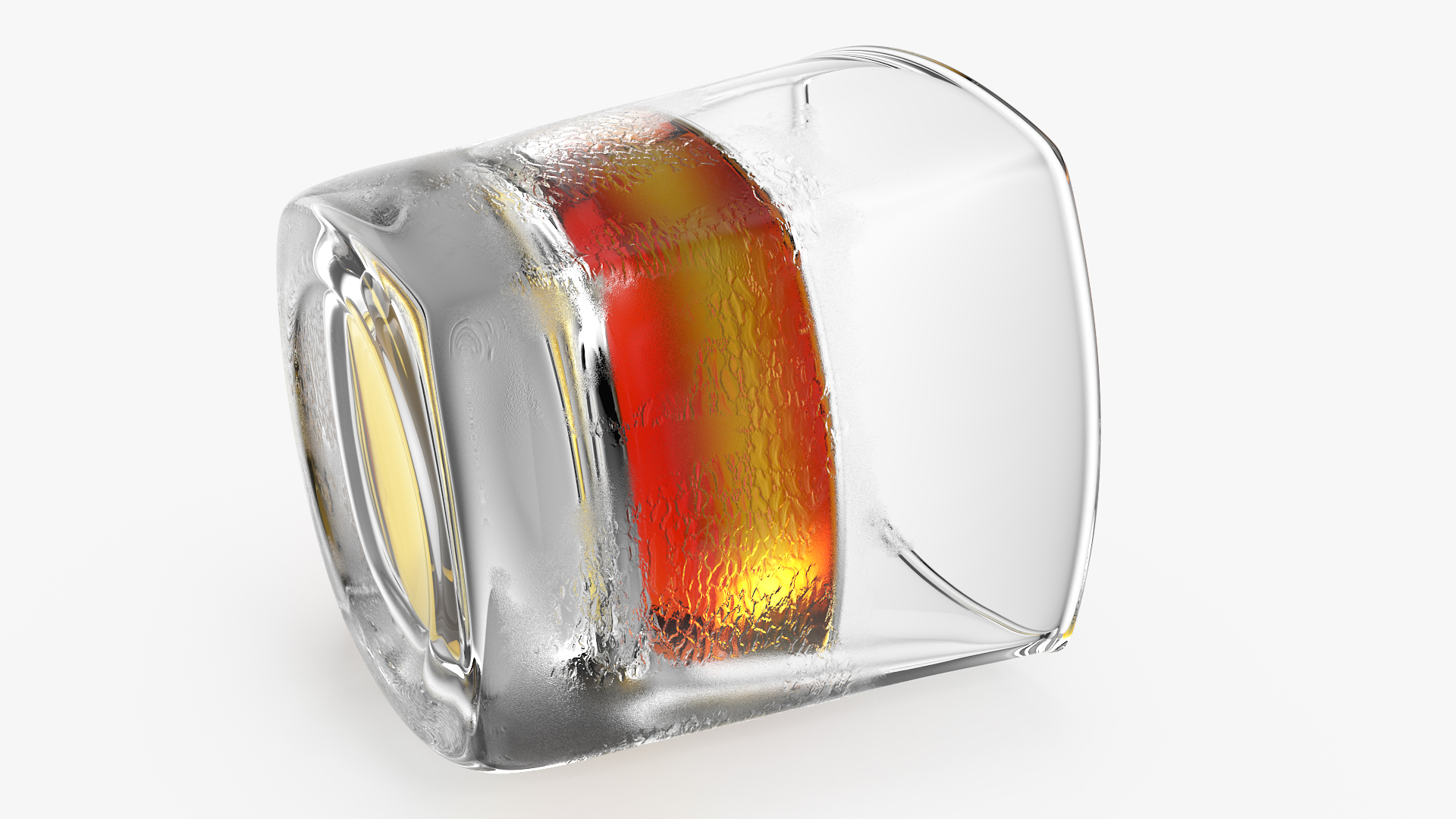 Misted Square Base Drinking Glass Thick Bottom With Whiskey 3D model