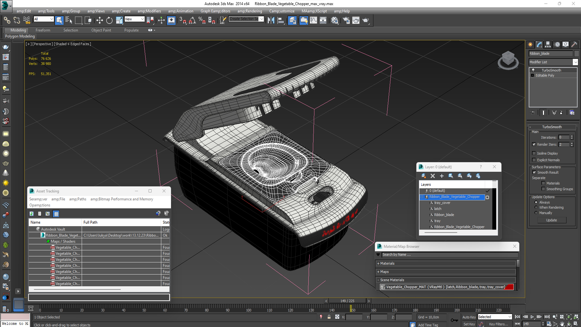 3D model Ribbon Blade Vegetable Chopper