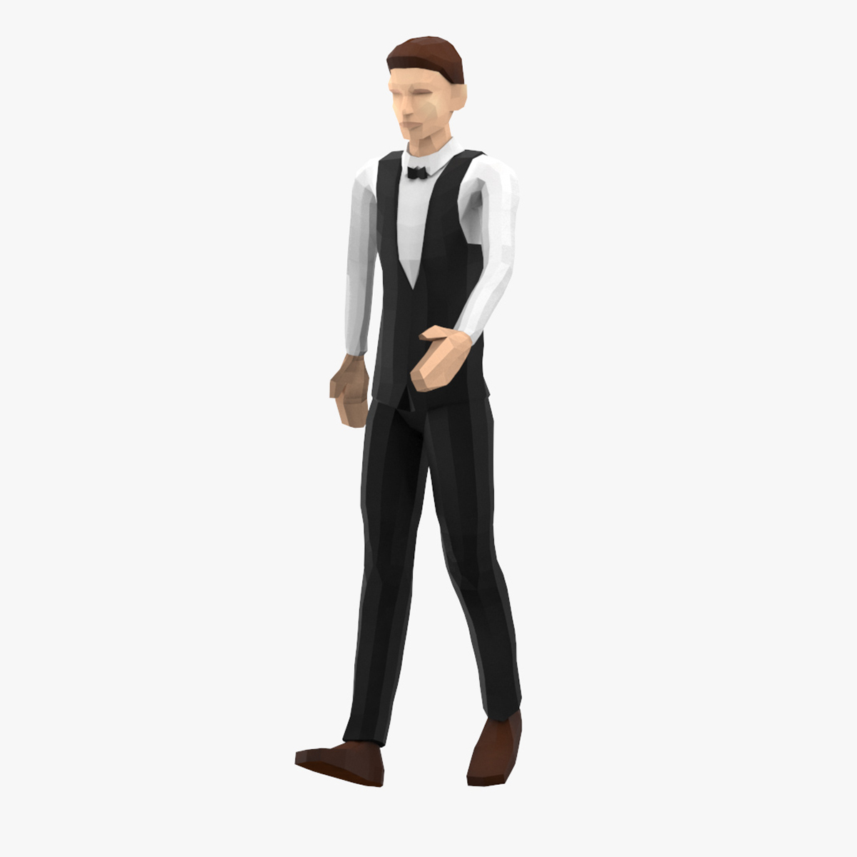 3D Waiter Low Poly Rigged for Maya