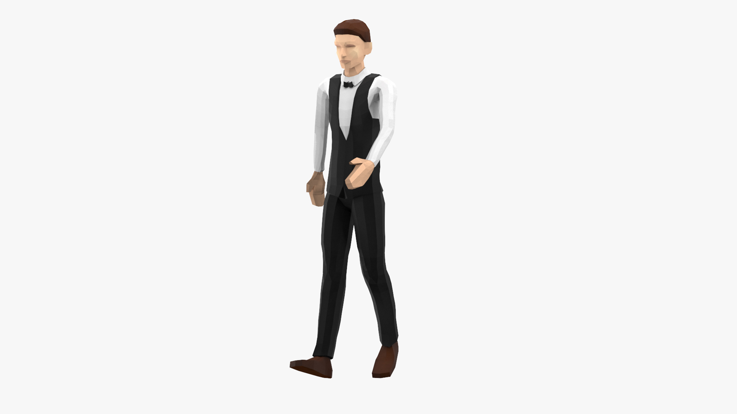 3D Waiter Low Poly Rigged for Maya