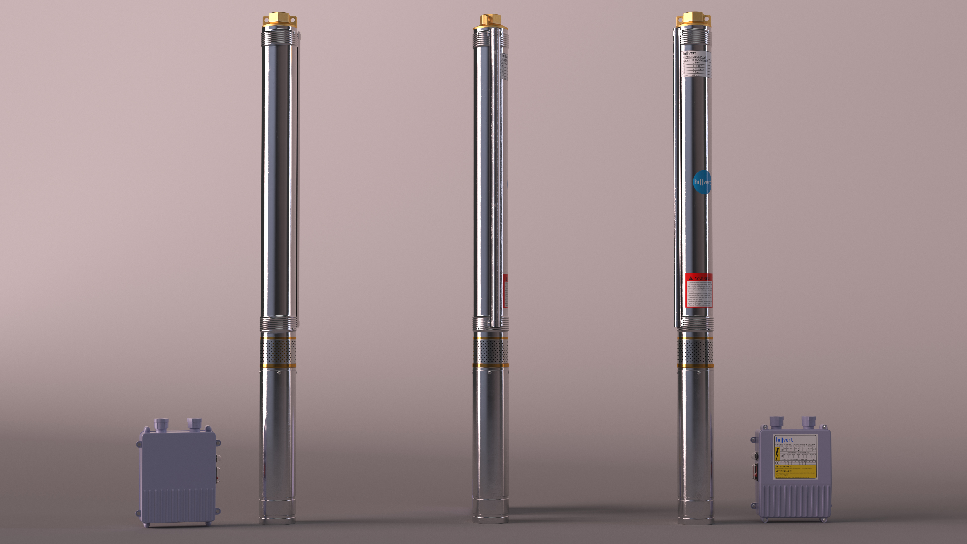 Stainless Steel Submersible Electric Water Pump 3D
