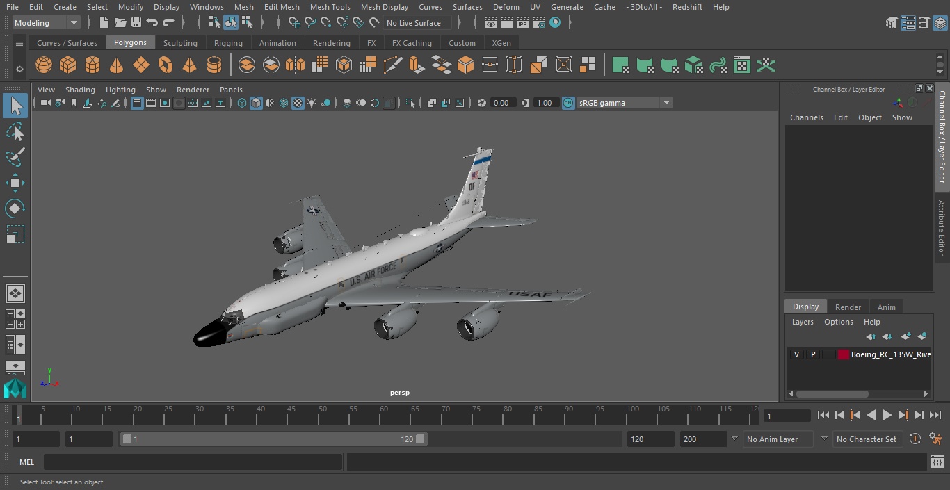 3D Boeing RC-135W Rivet Joint Flight model