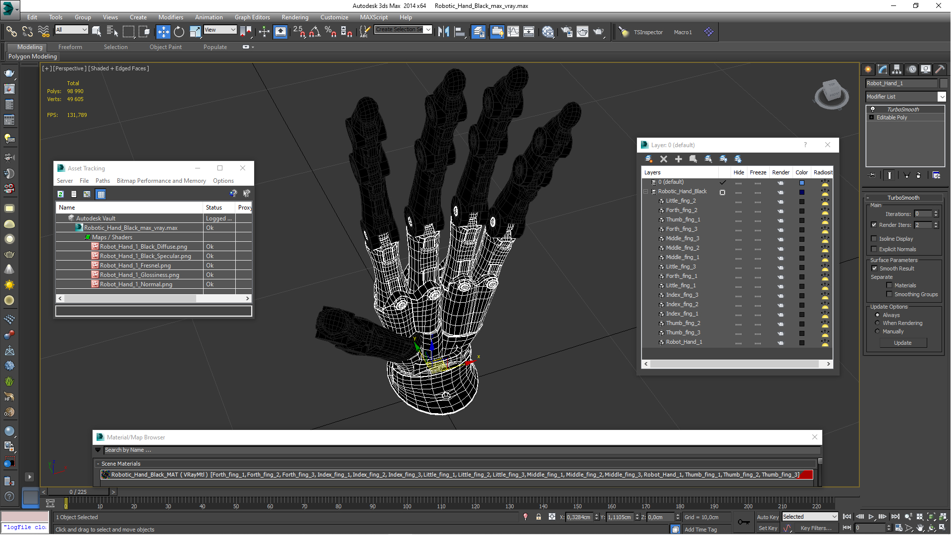 3D Robotic Hand Black model