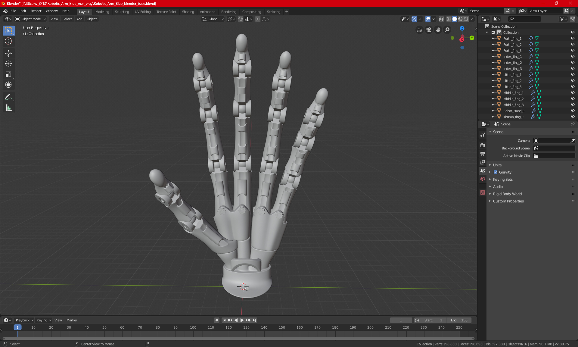 3D Robotic Hand Black model