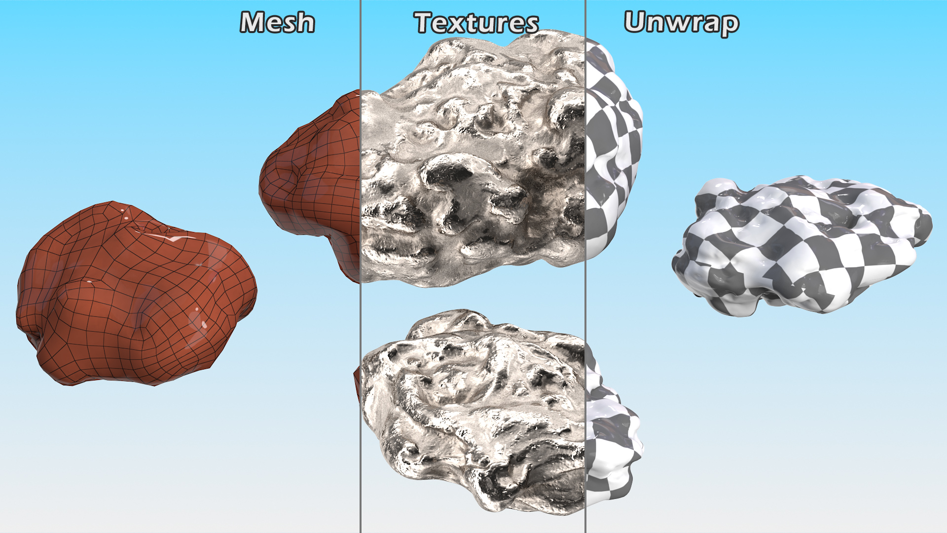 3D Metallic Silver Big Minerals model