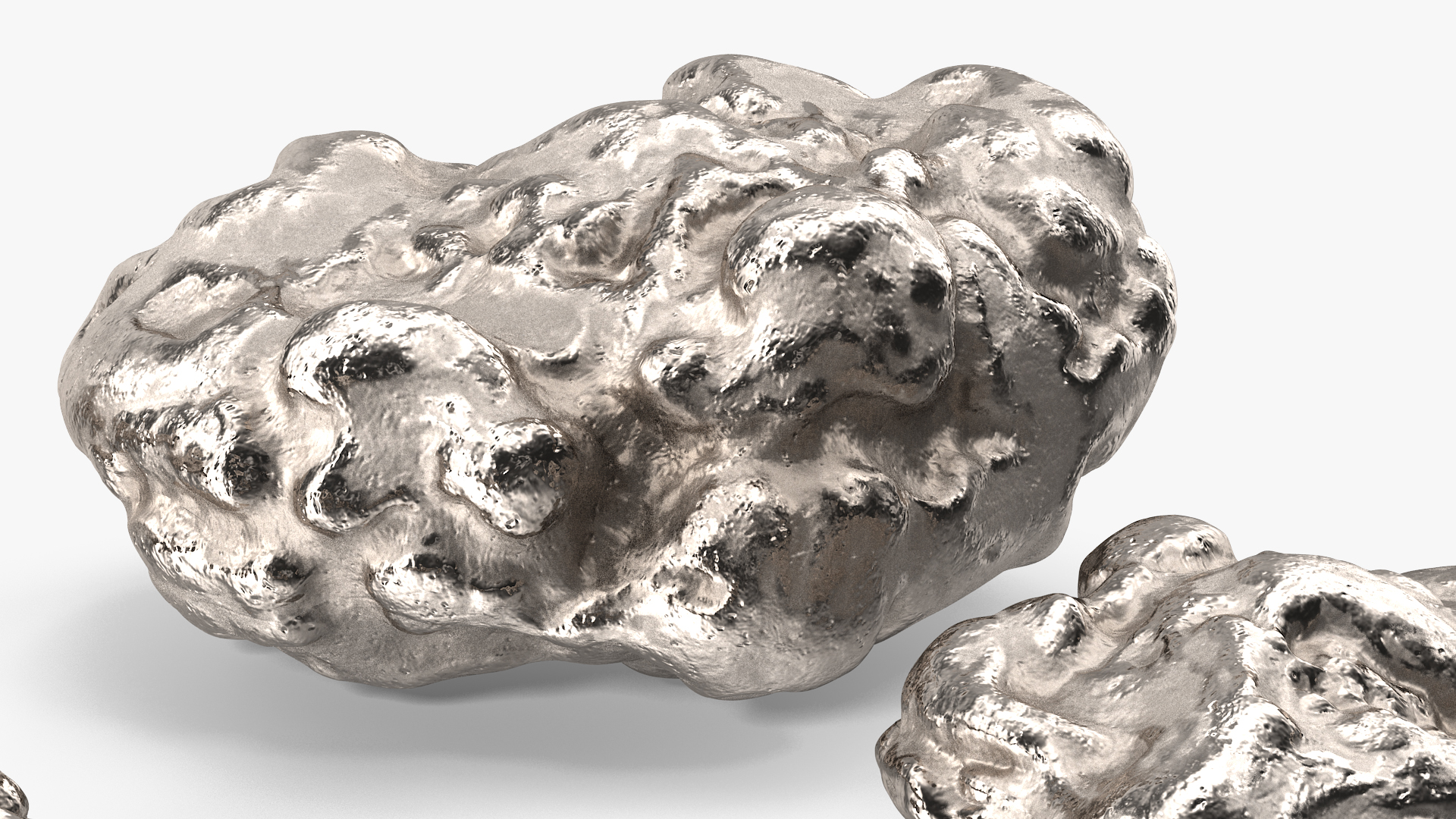 3D Metallic Silver Big Minerals model