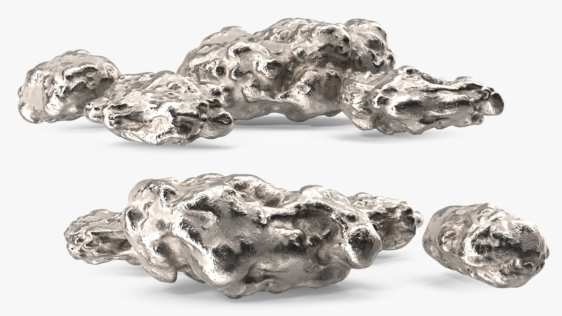 3D Metallic Silver Big Minerals model