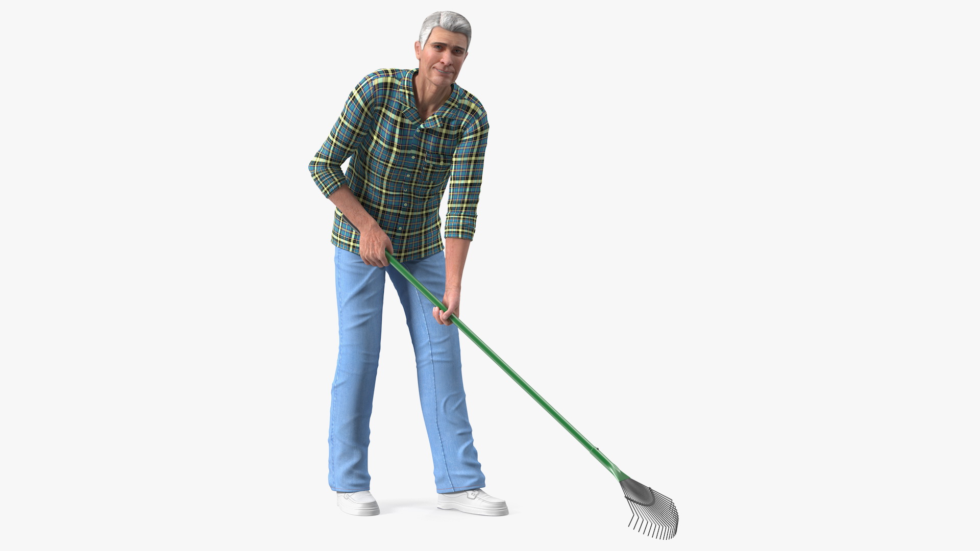 3D Elderly Man Homewear Working Pose model
