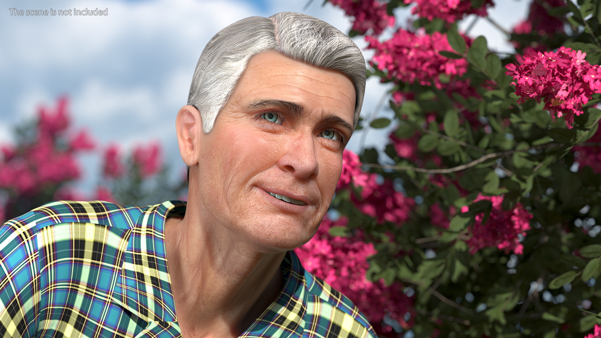 3D Elderly Man Homewear Working Pose model