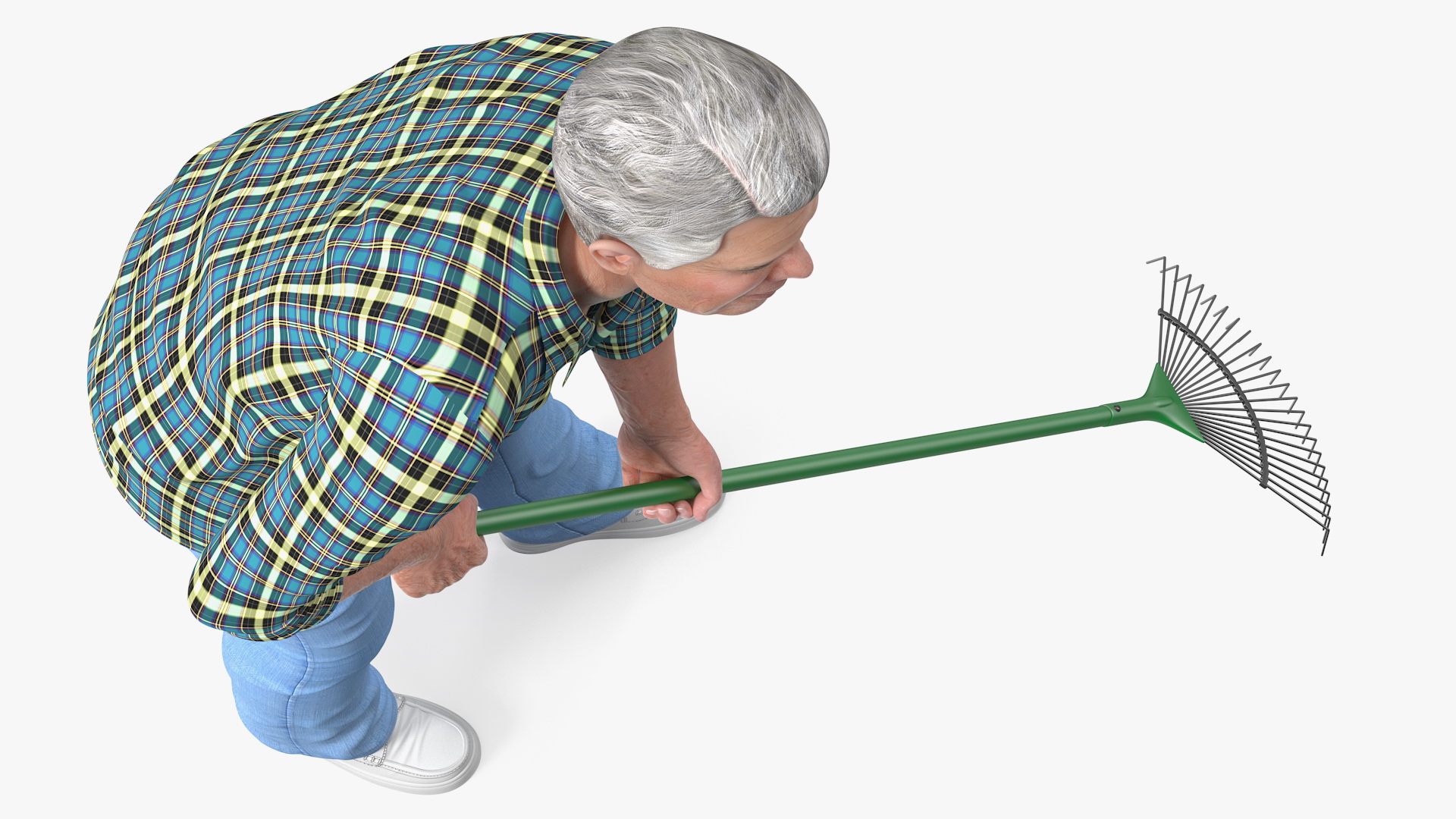 3D Elderly Man Homewear Working Pose model