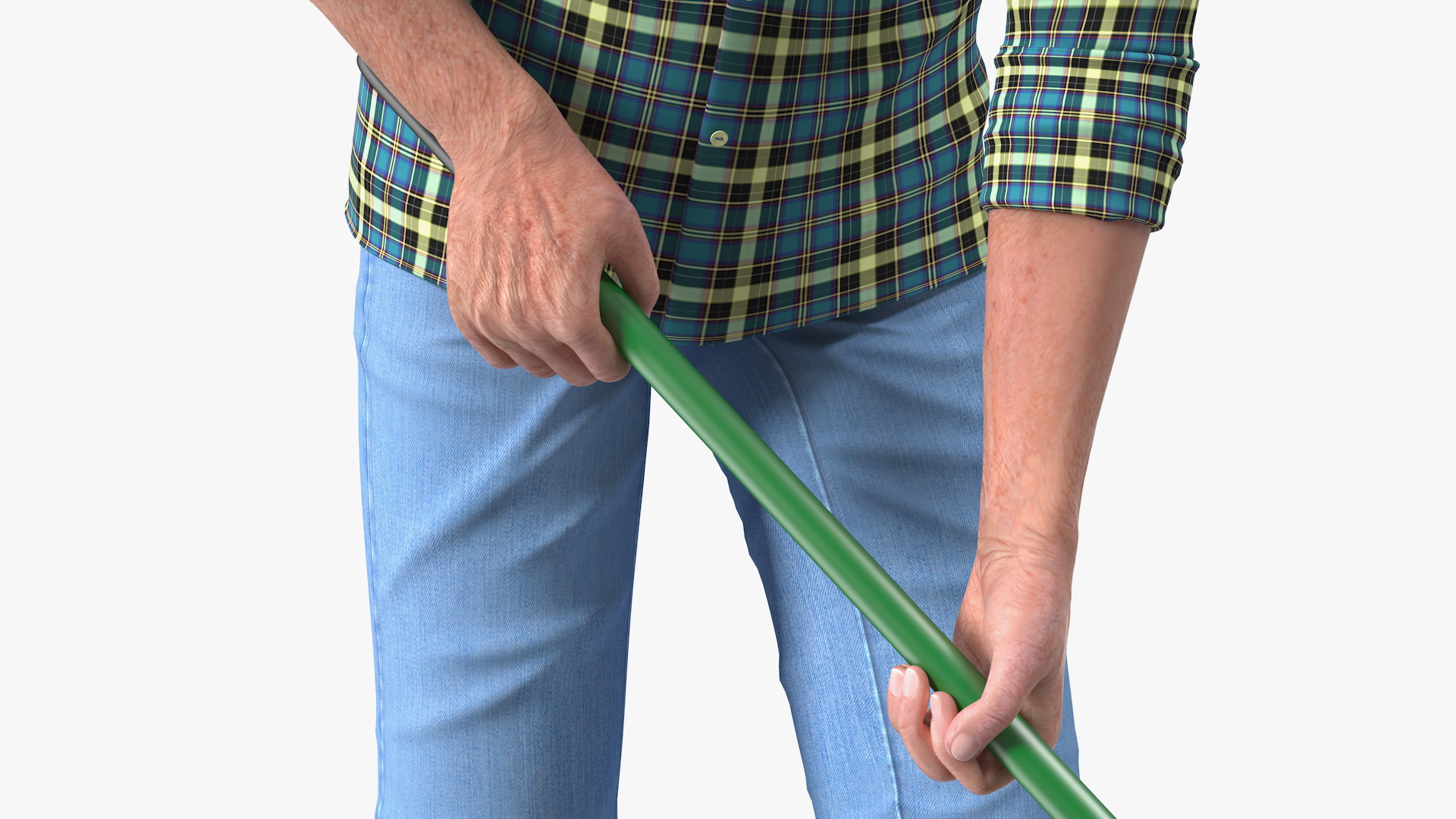 3D Elderly Man Homewear Working Pose model