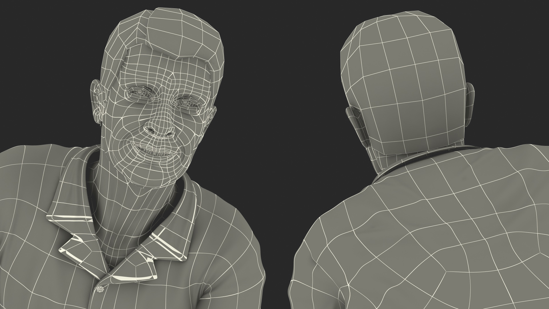 3D Elderly Man Homewear Working Pose model