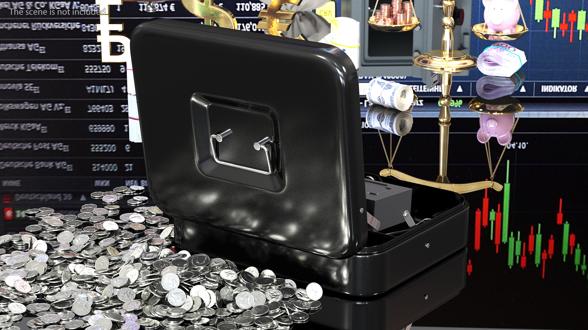 3D Cash Box Black Rigged