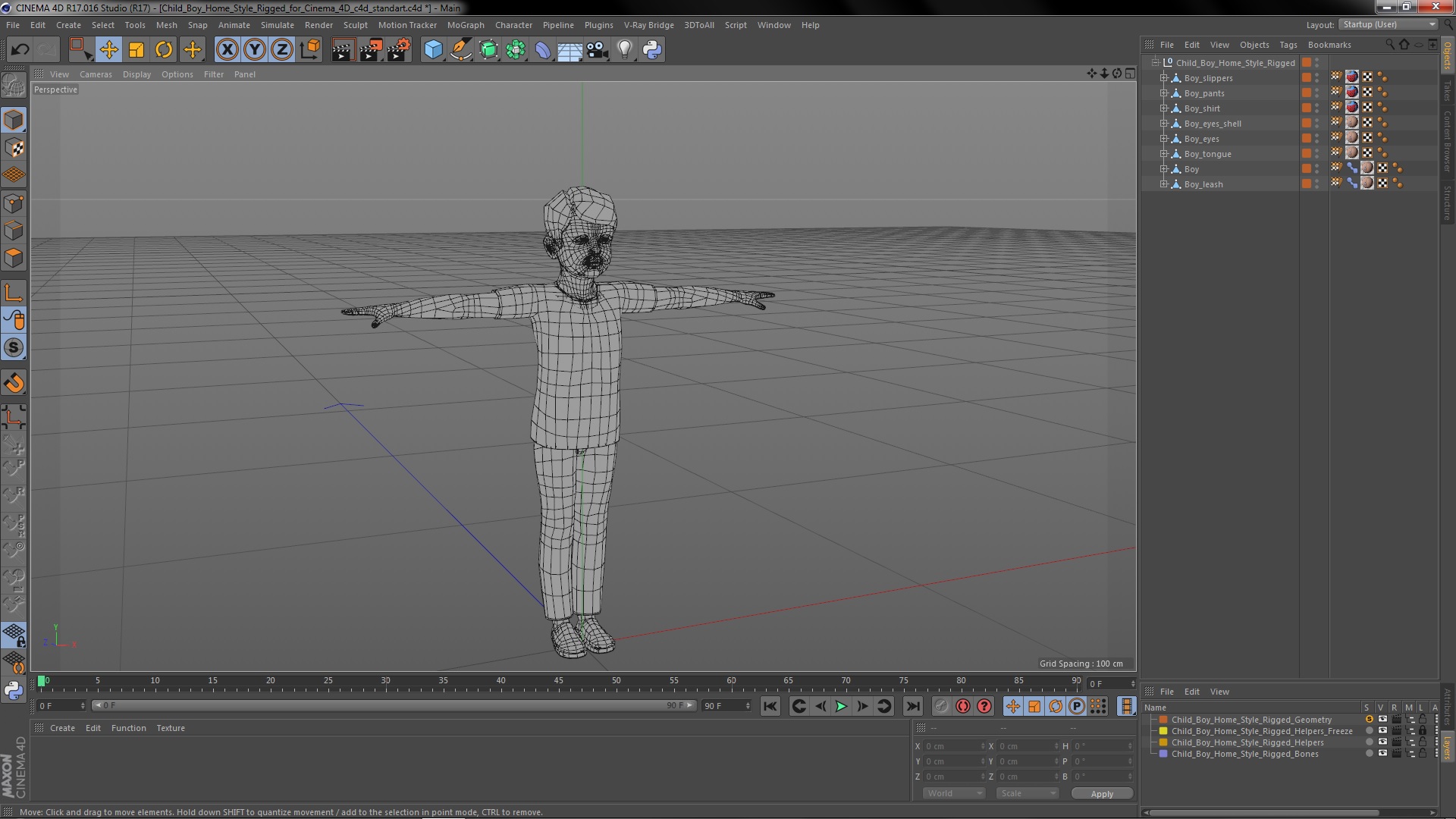 3D Child Boy Home Style Rigged for Cinema 4D