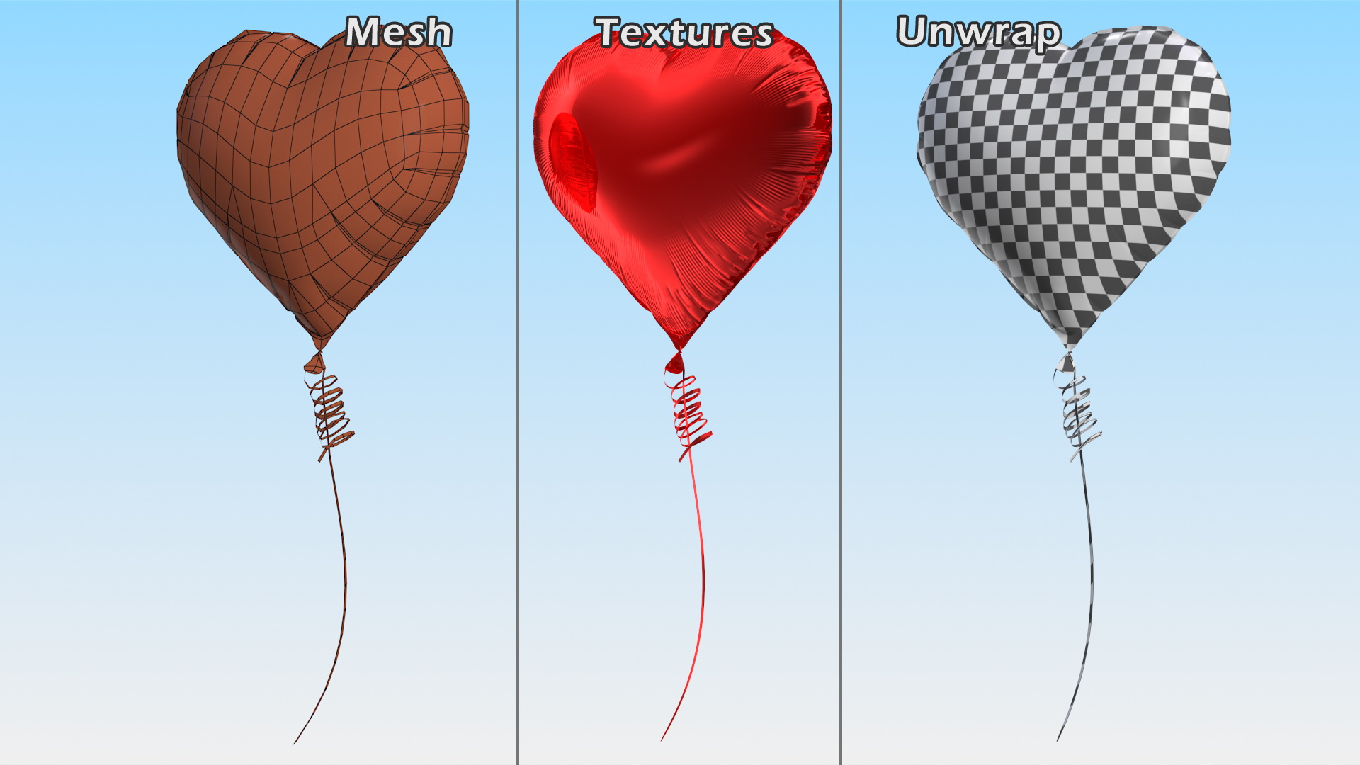 Red Heart Shaped Foil Balloon 3D model