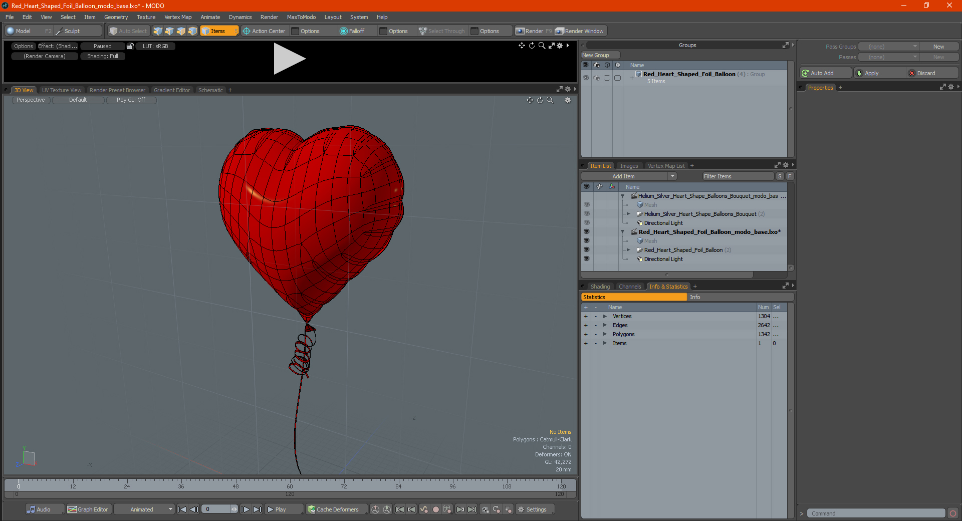 Red Heart Shaped Foil Balloon 3D model