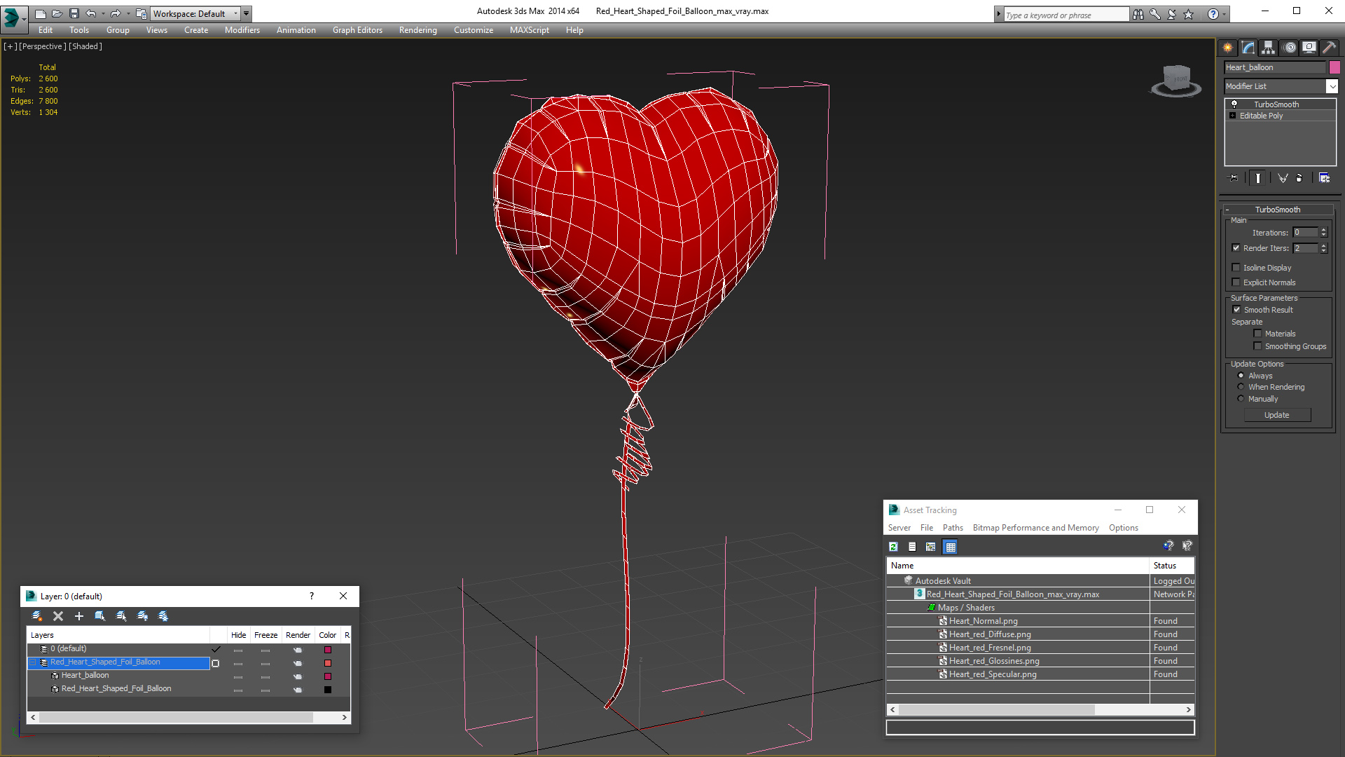 Red Heart Shaped Foil Balloon 3D model