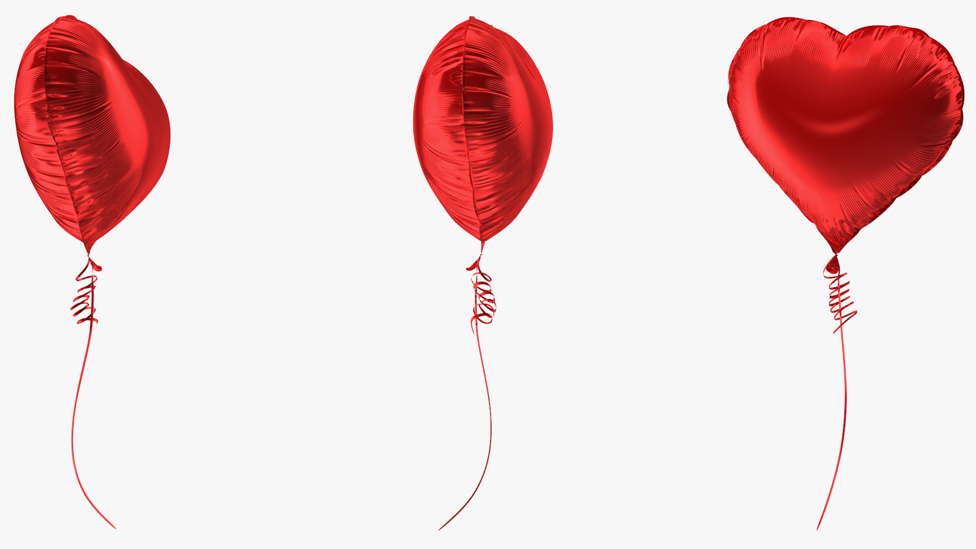 Red Heart Shaped Foil Balloon 3D model