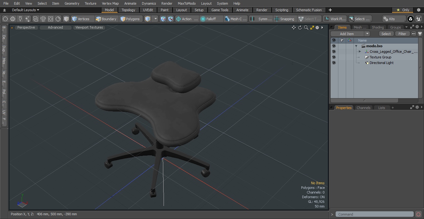 Cross Legged Office Chair with Wheels 3D