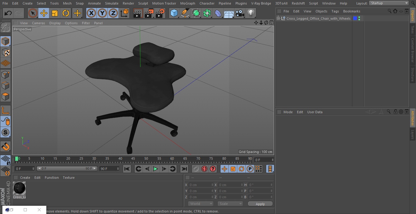 Cross Legged Office Chair with Wheels 3D