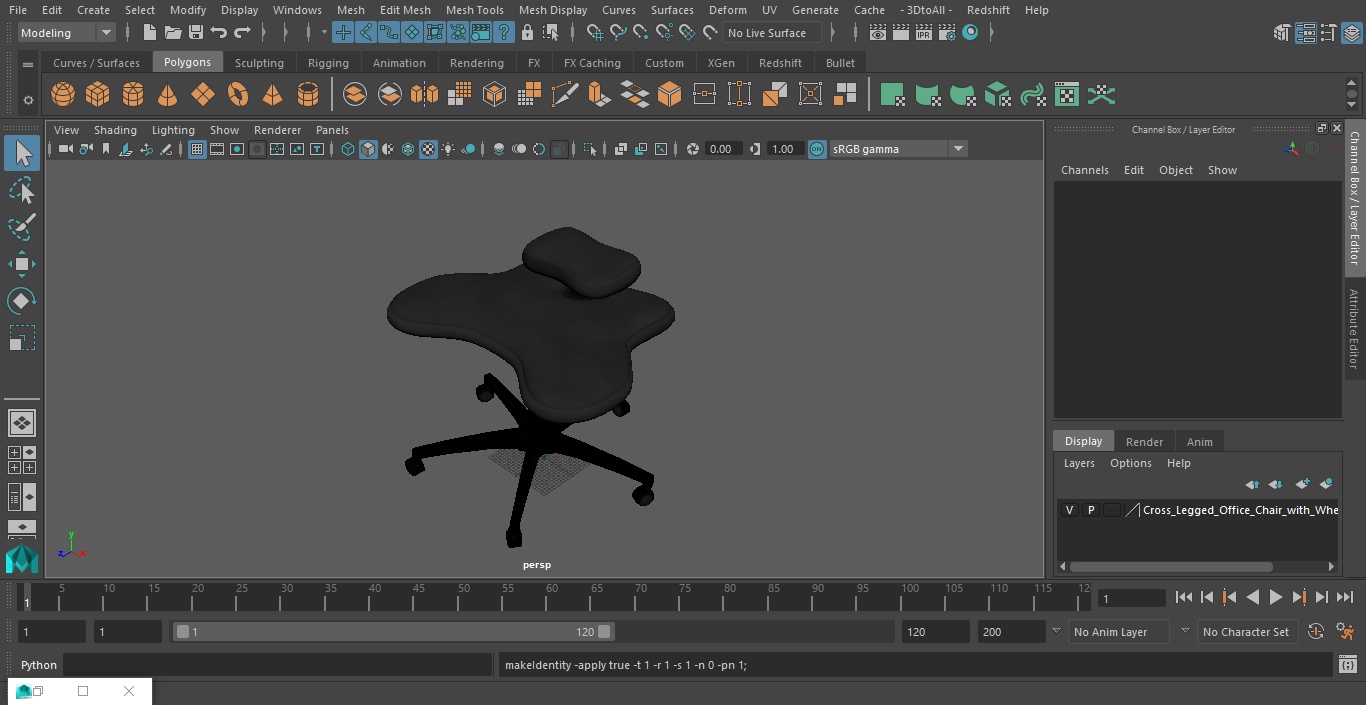 Cross Legged Office Chair with Wheels 3D
