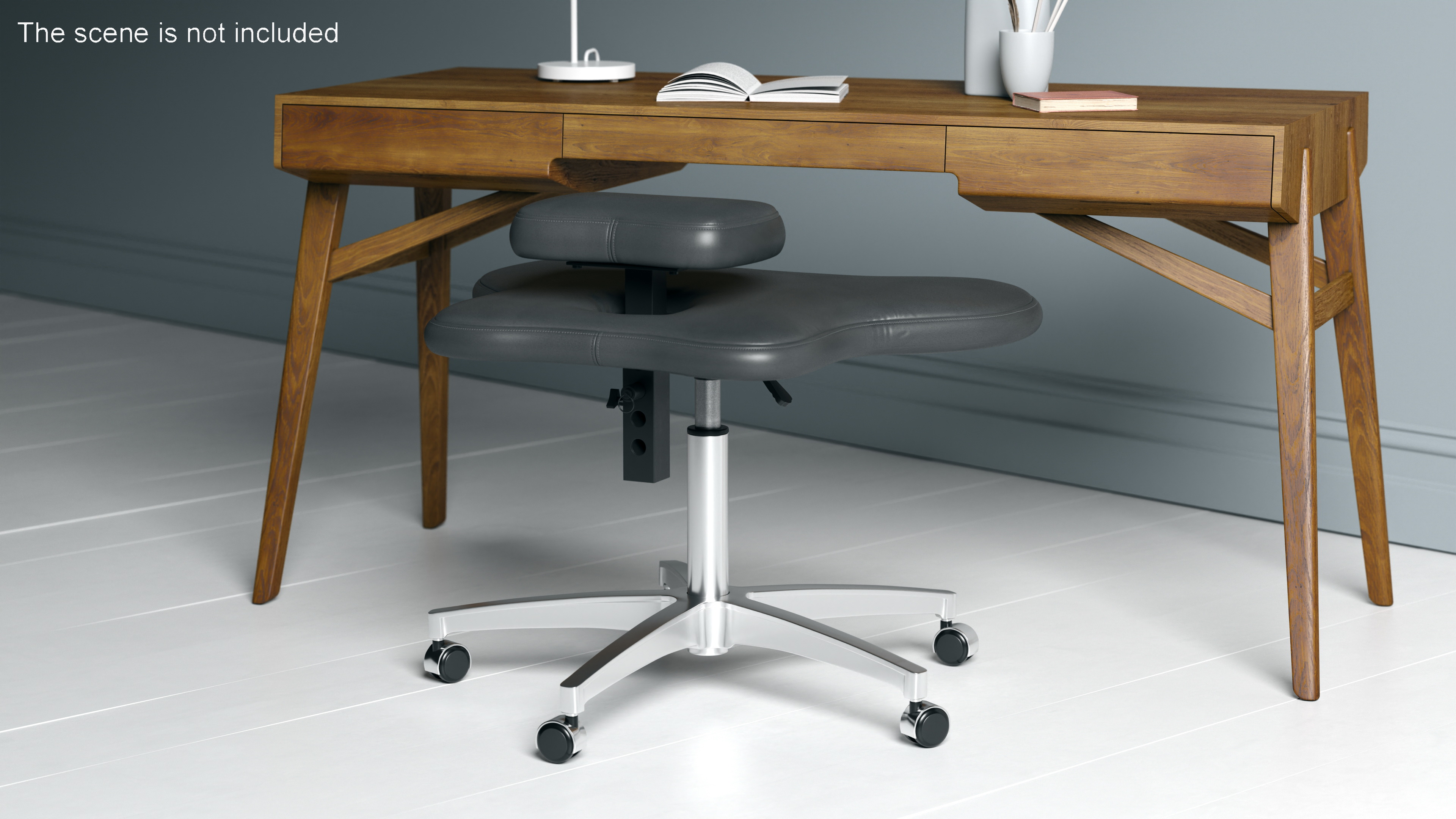 Cross Legged Office Chair with Wheels 3D