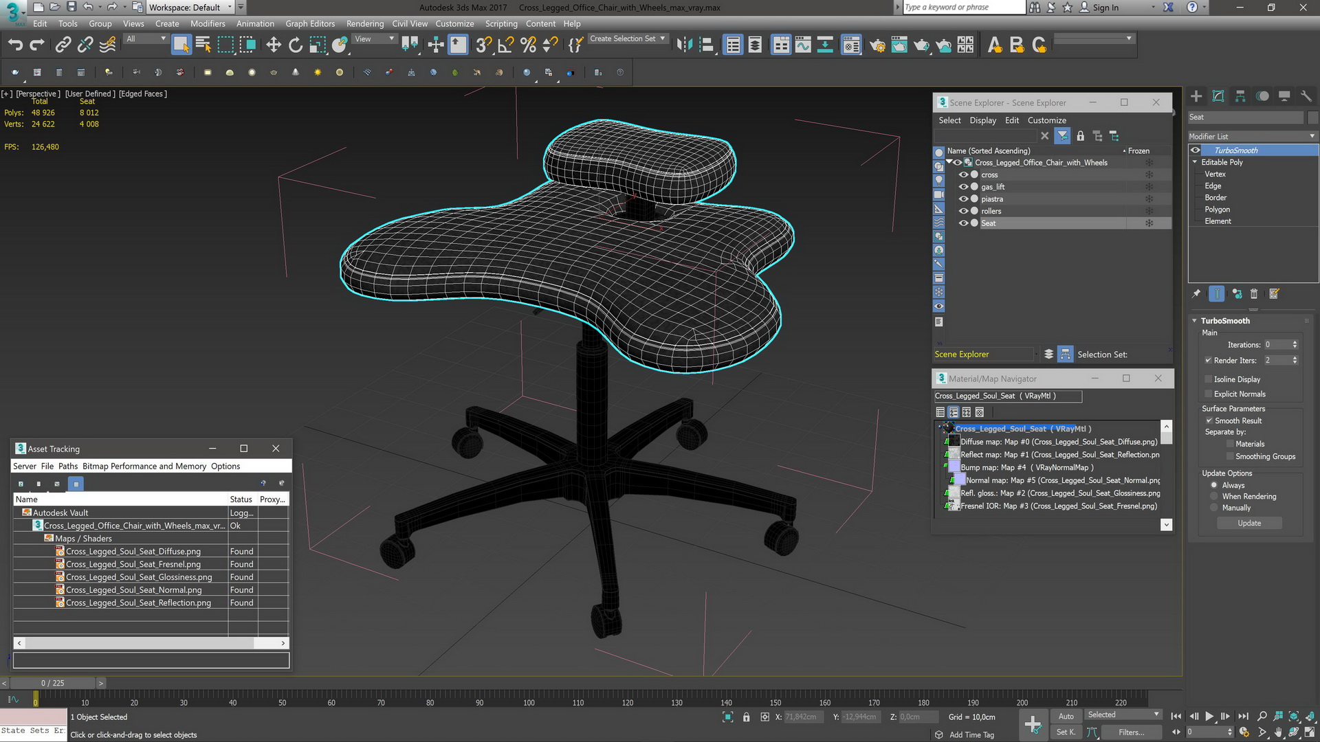 Cross Legged Office Chair with Wheels 3D