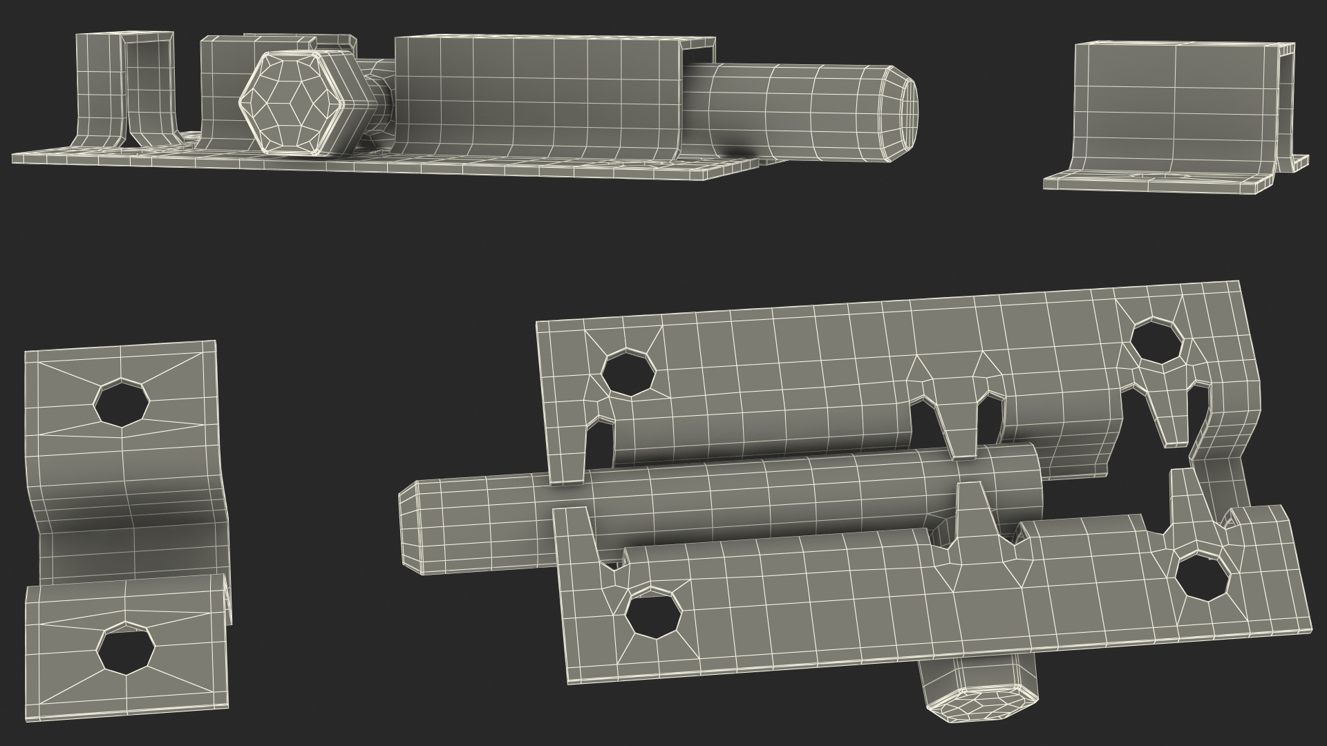 Brass Door Latch Sliding Lock 3D model