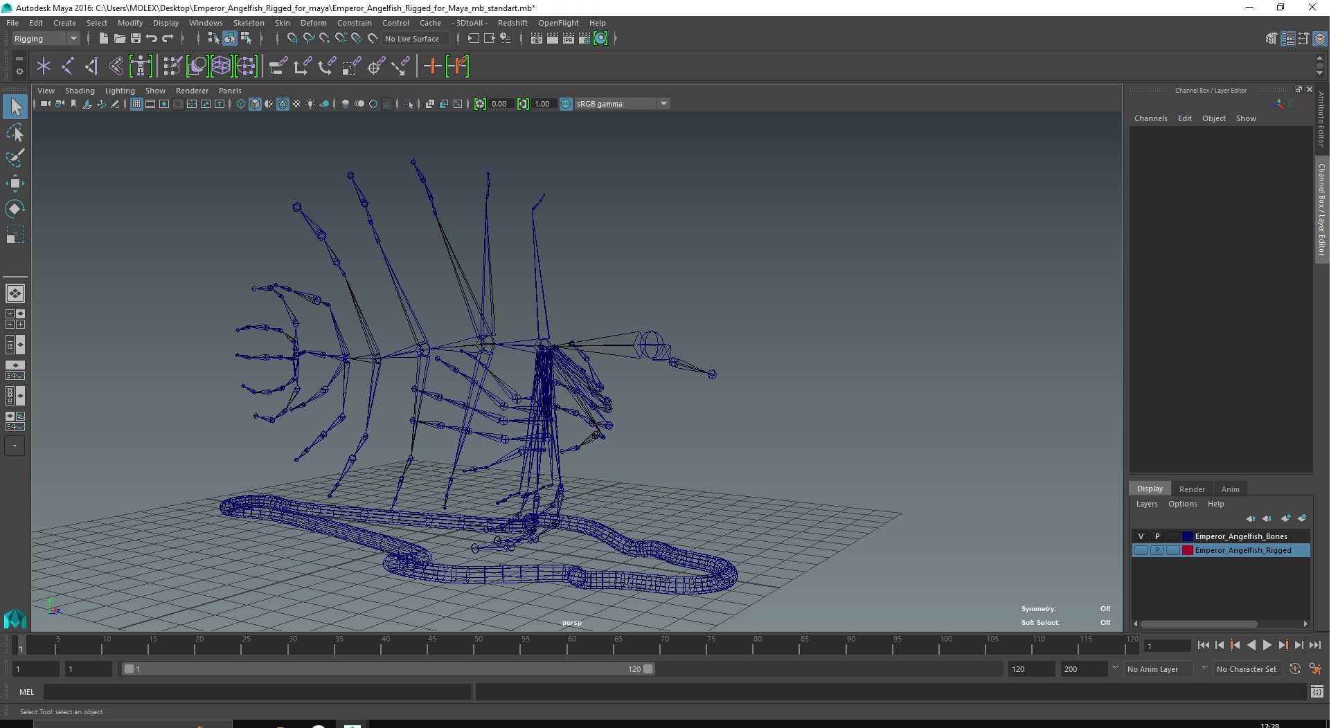 3D Emperor Angelfish Rigged for Maya model
