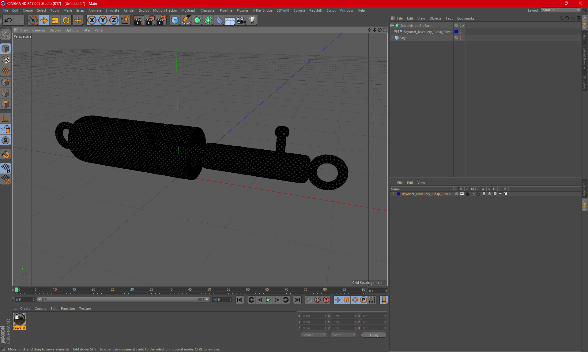 3D model Bayonet Jewellery Clasp Silver