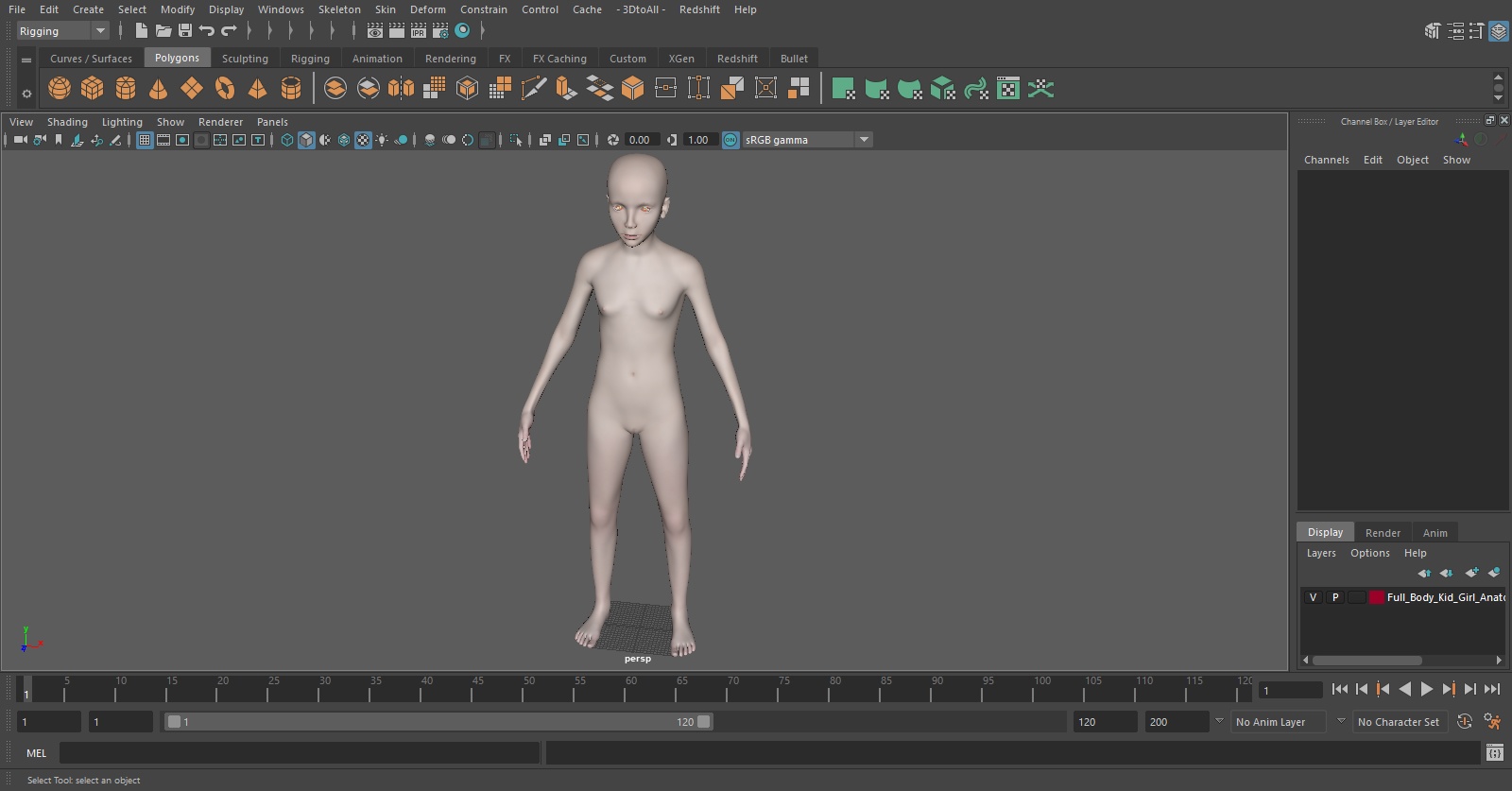 3D Full Body Kid Girl Anatomy