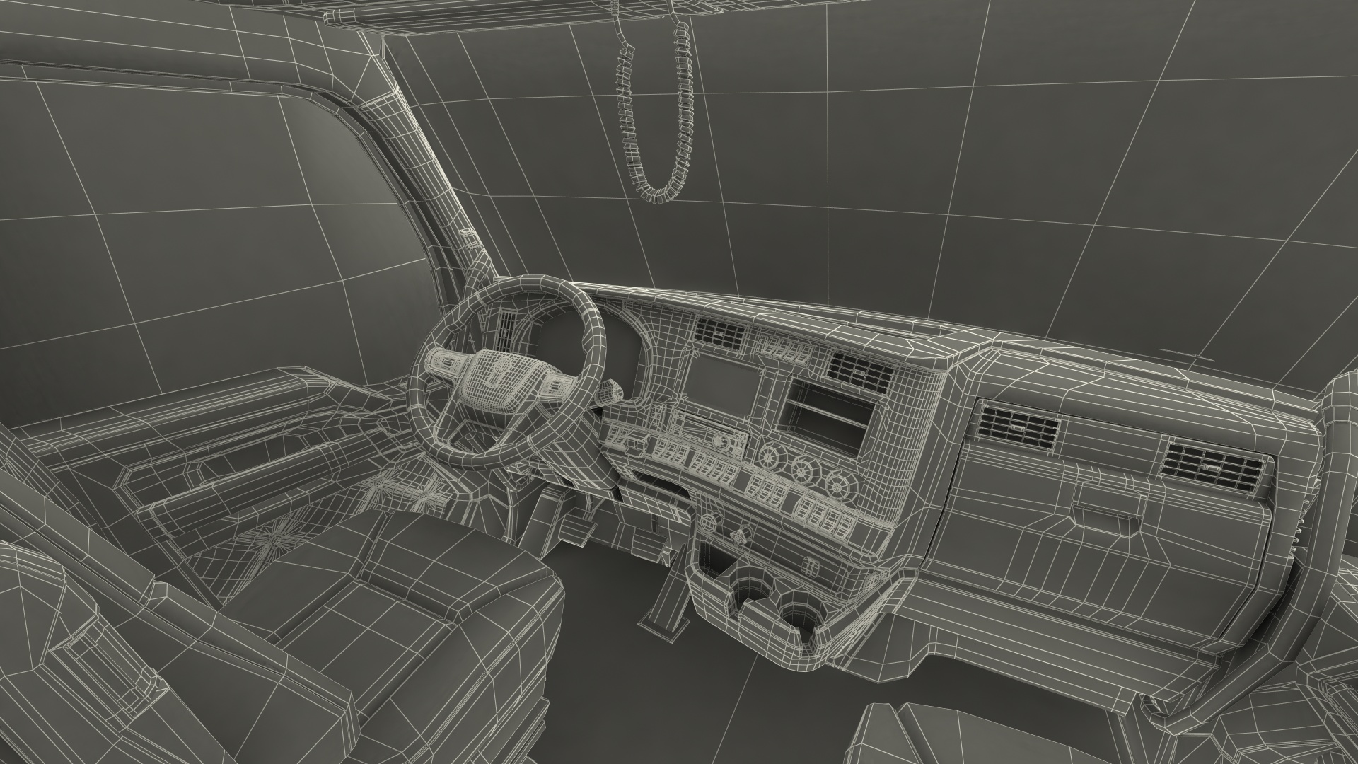 3D Truck With Logging Trailer Rigged model