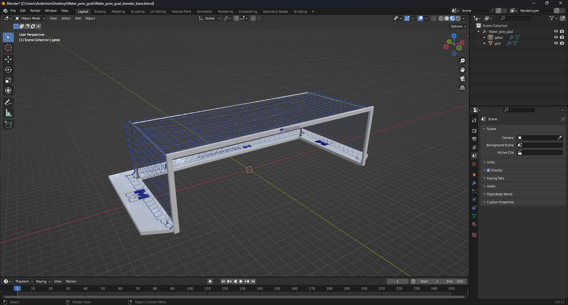 3D model Water polo goal