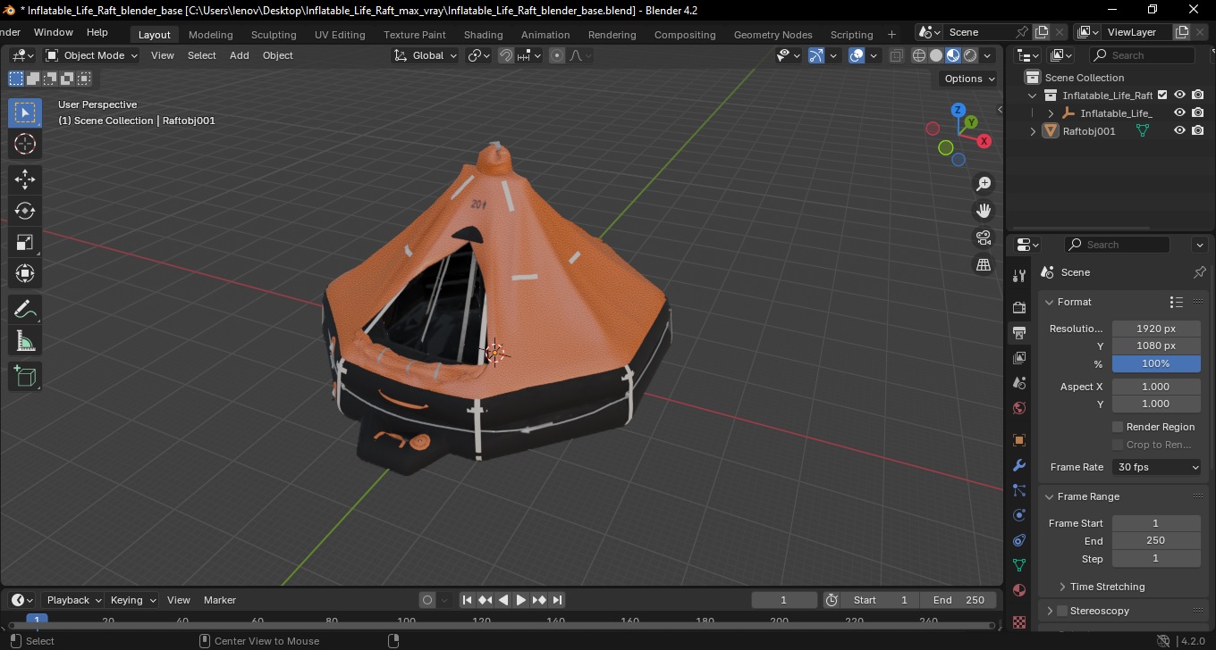 3D model Inflatable Life Raft