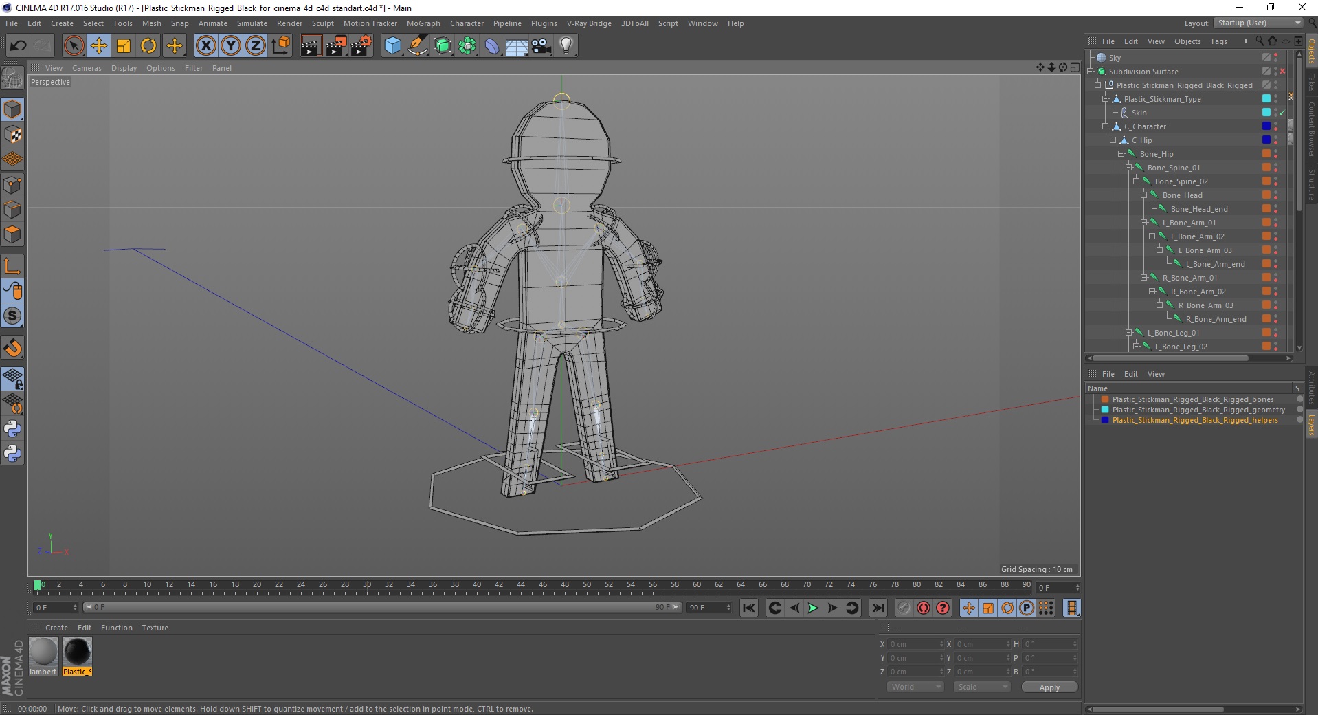 3D Plastic Stickman Rigged Black for Cinema 4D model