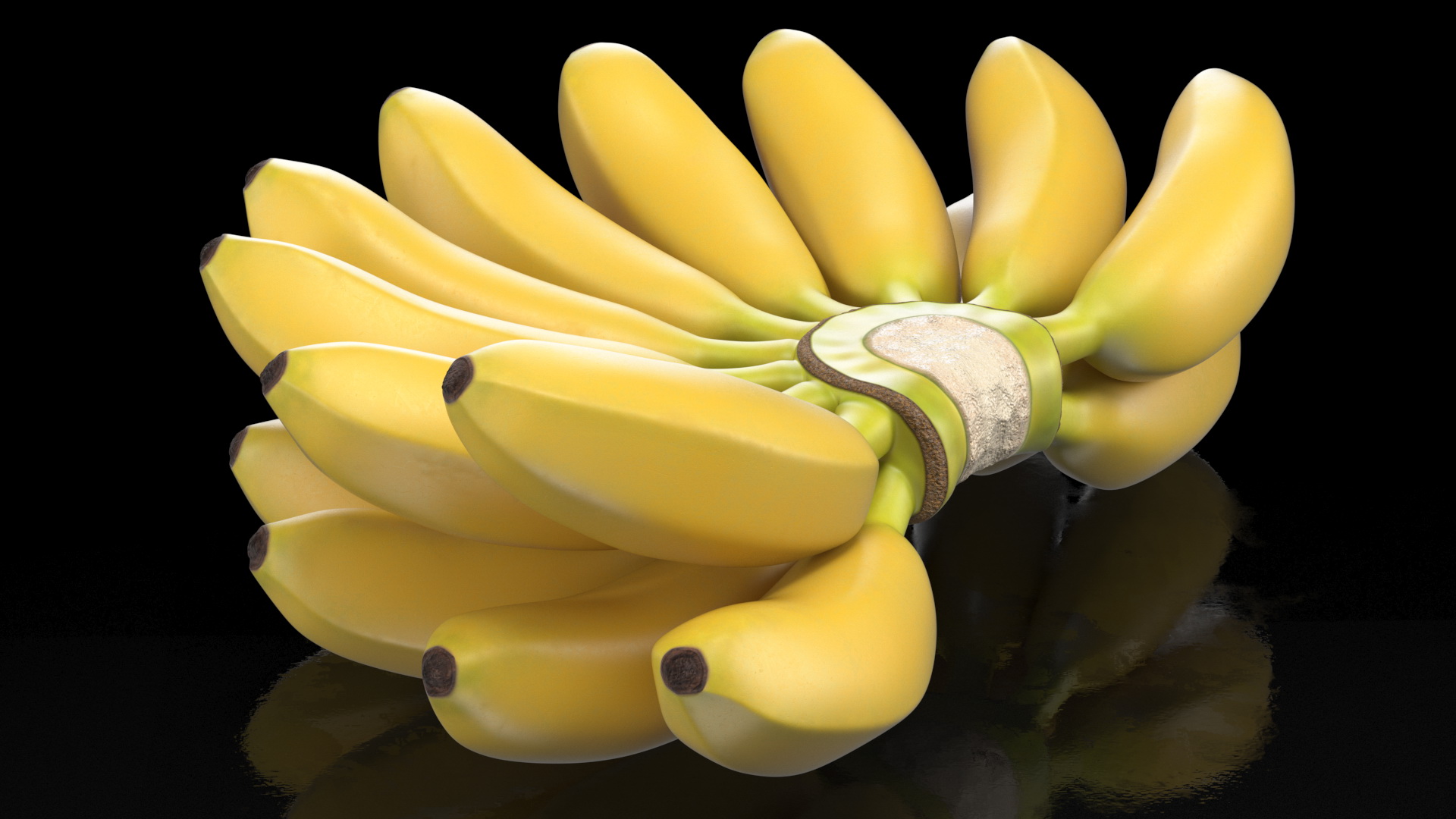 Yellow Banana Bunch 3D model