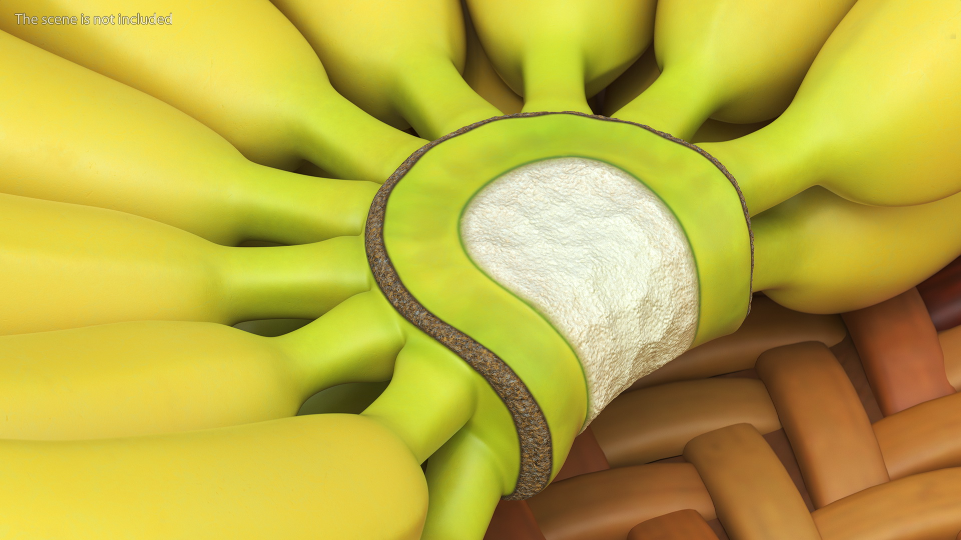 Yellow Banana Bunch 3D model