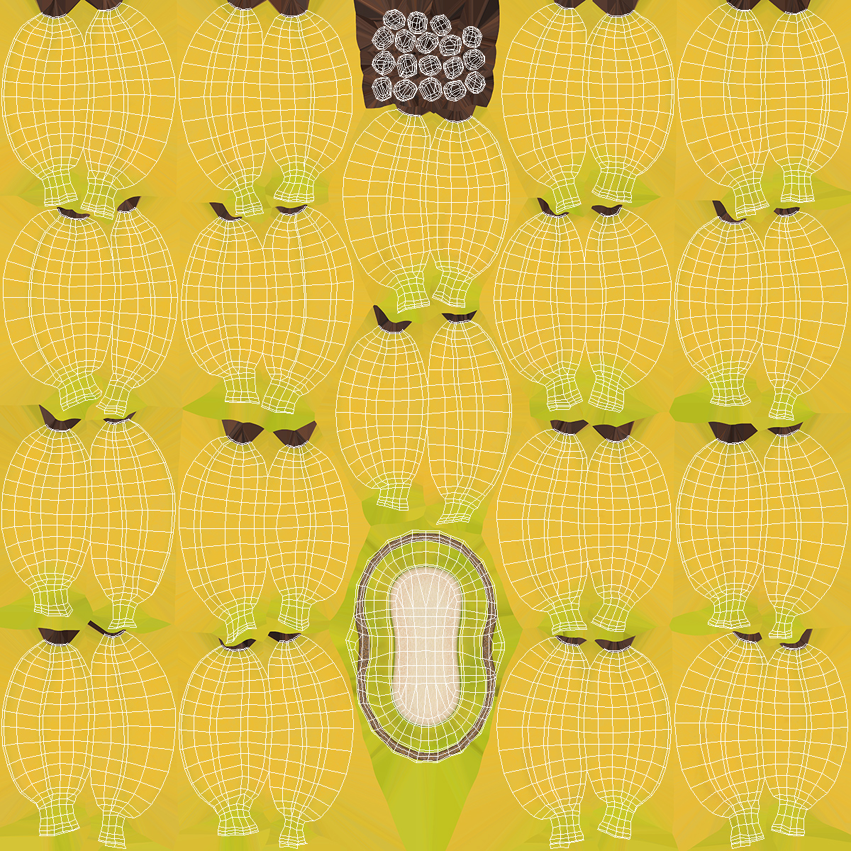 Yellow Banana Bunch 3D model