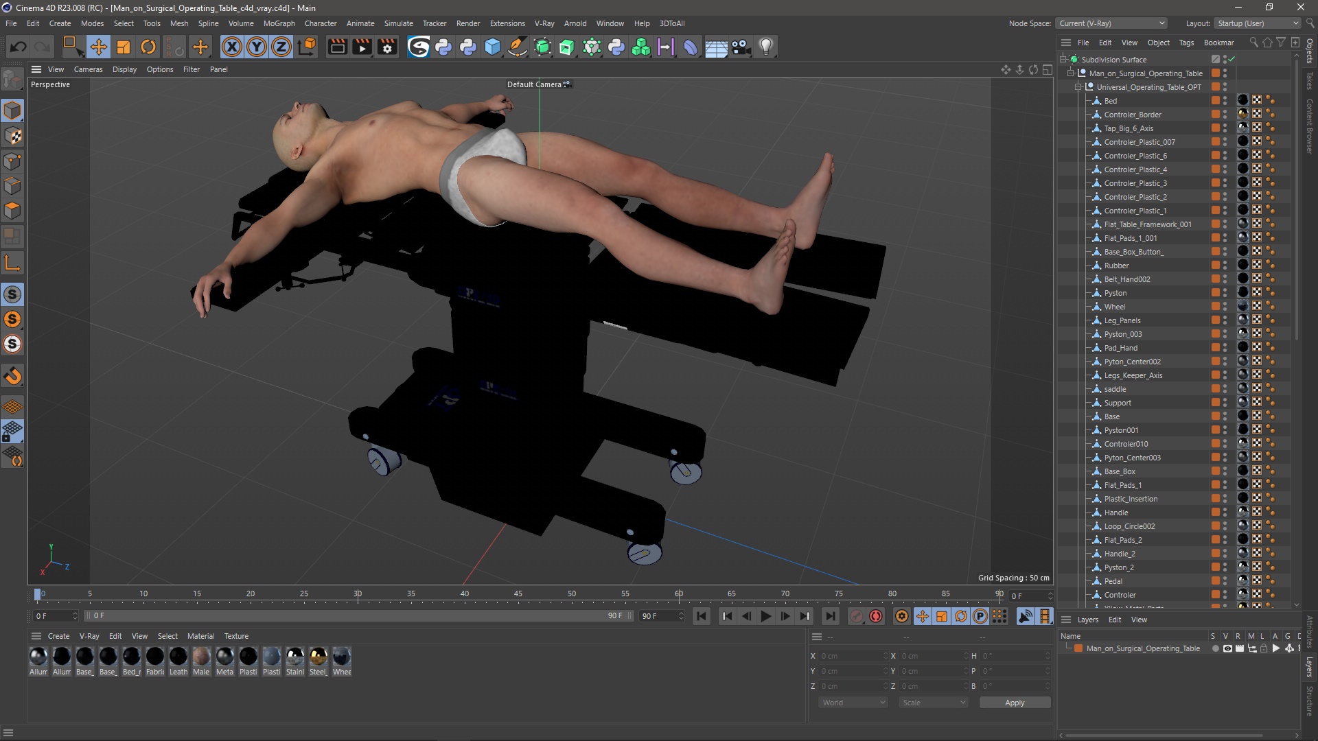3D Man on Surgical Operating Table