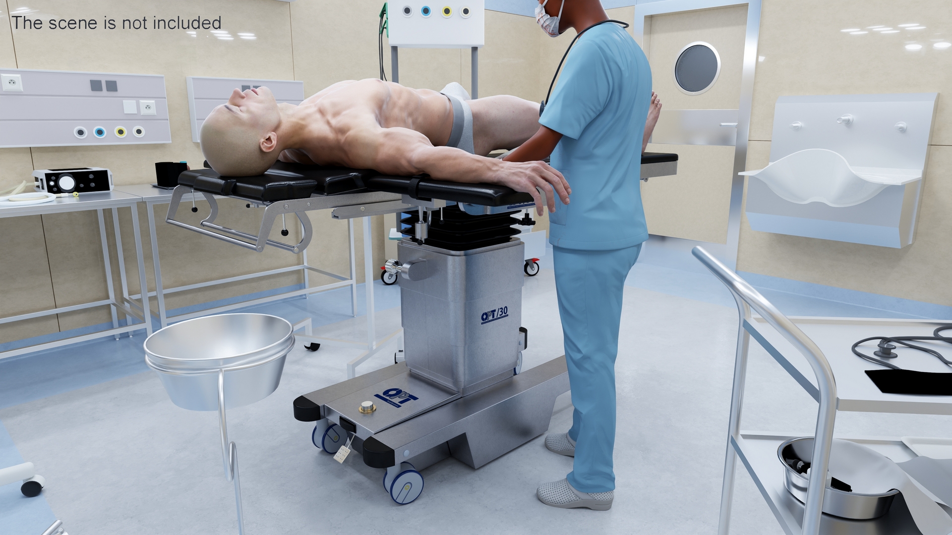3D Man on Surgical Operating Table