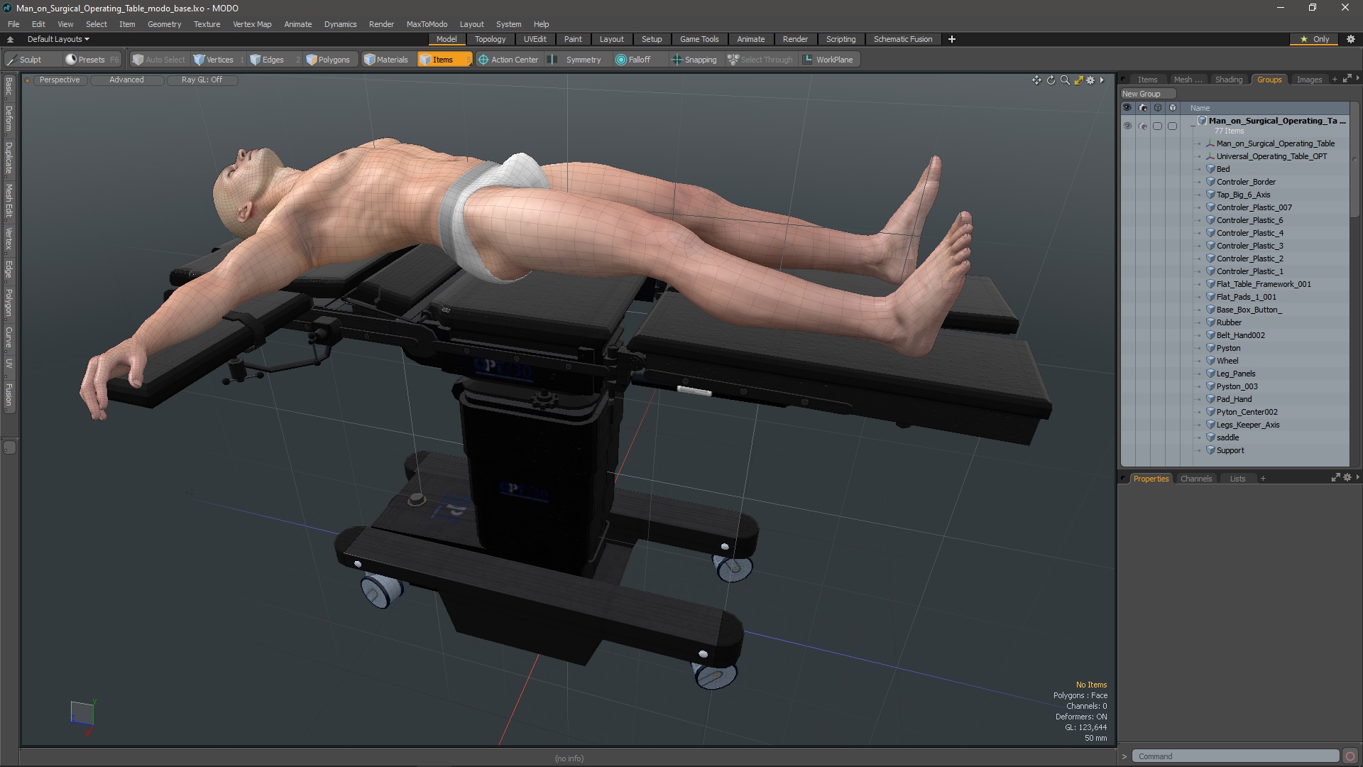 3D Man on Surgical Operating Table