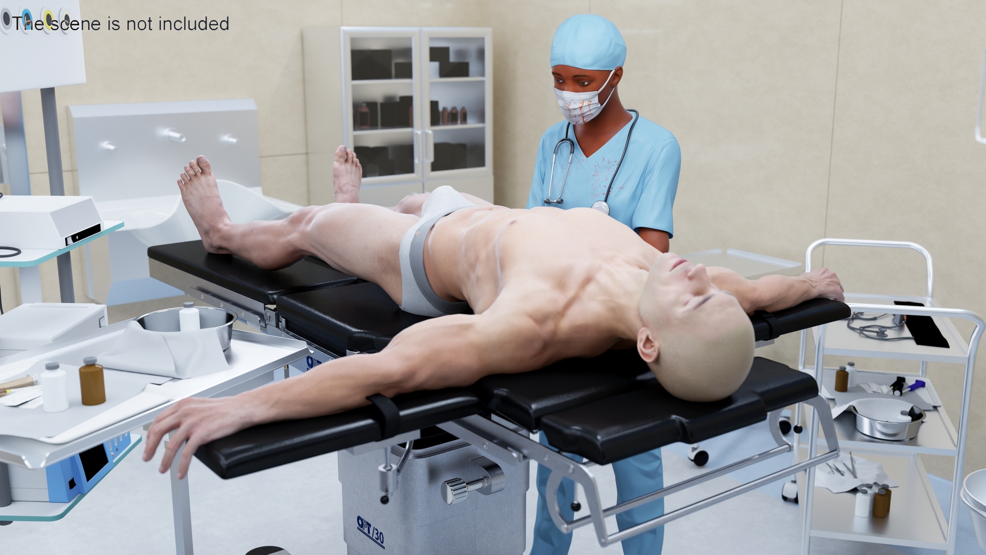 3D Man on Surgical Operating Table