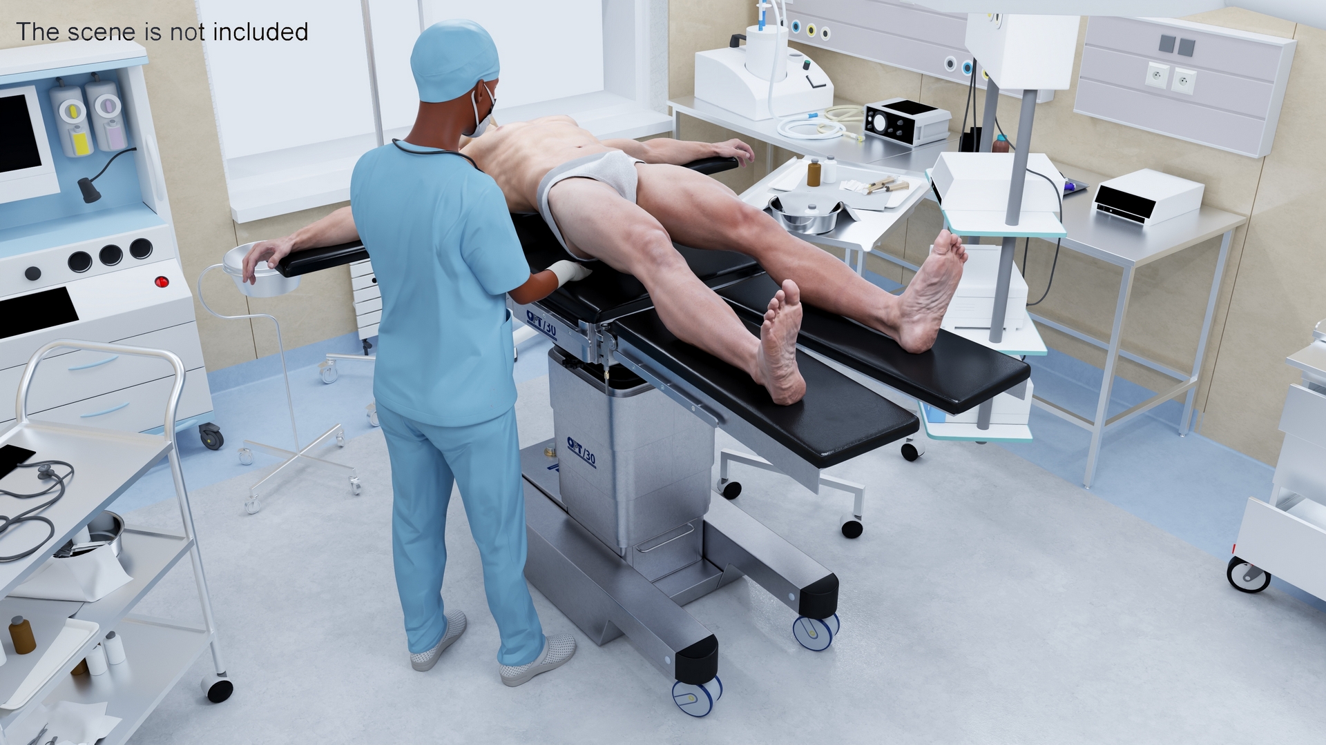 3D Man on Surgical Operating Table