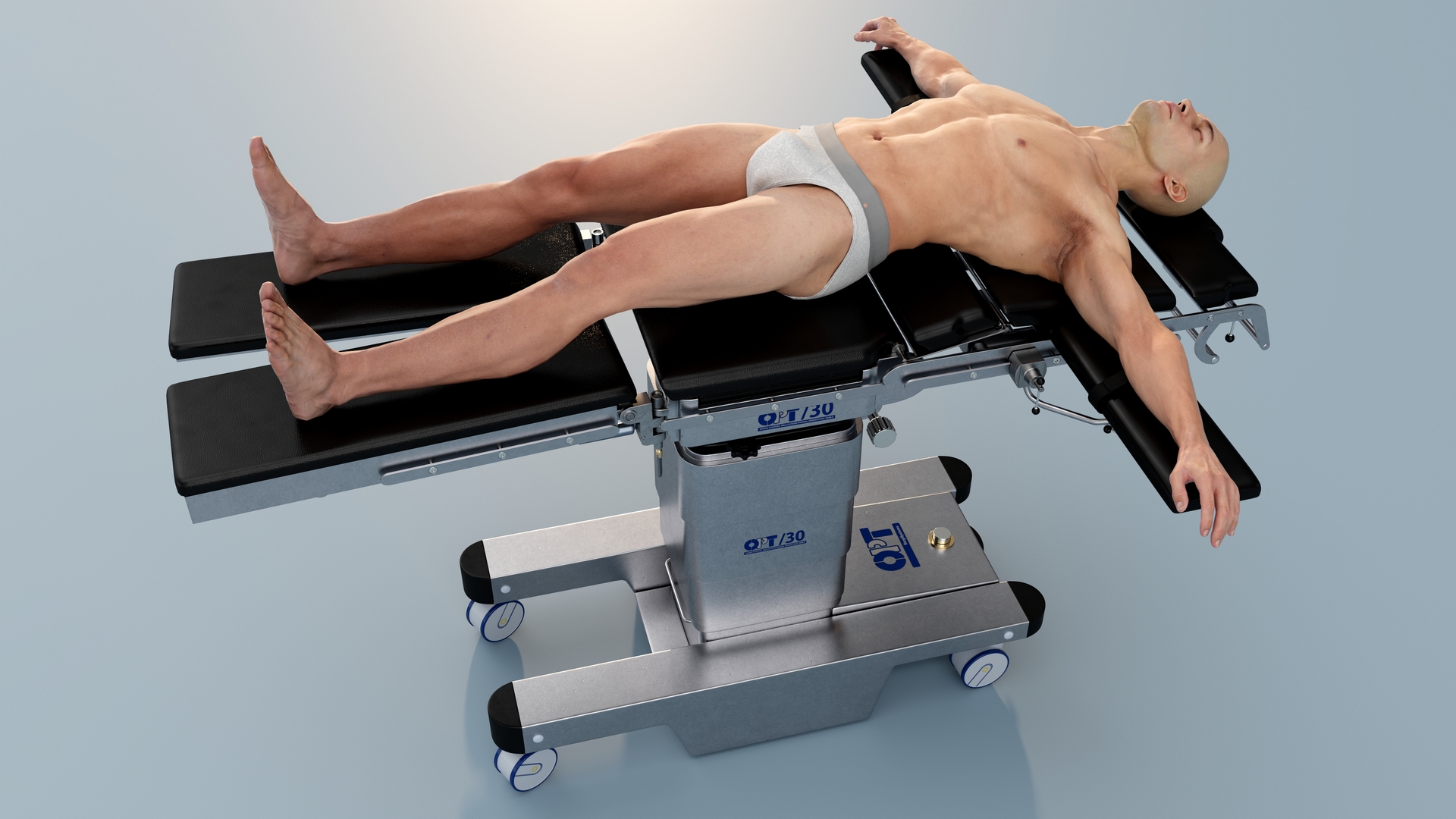 3D Man on Surgical Operating Table