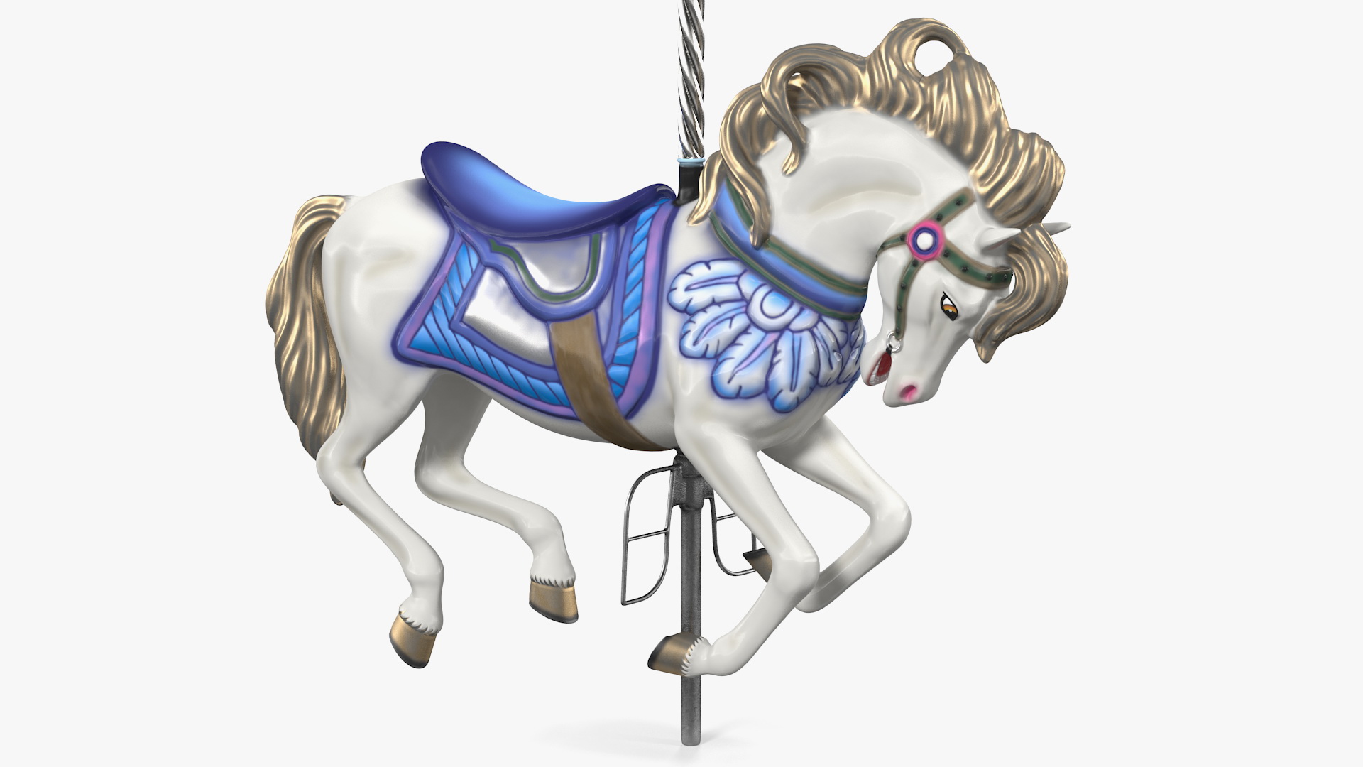 Carousel Galloping Horse Blue 3D model