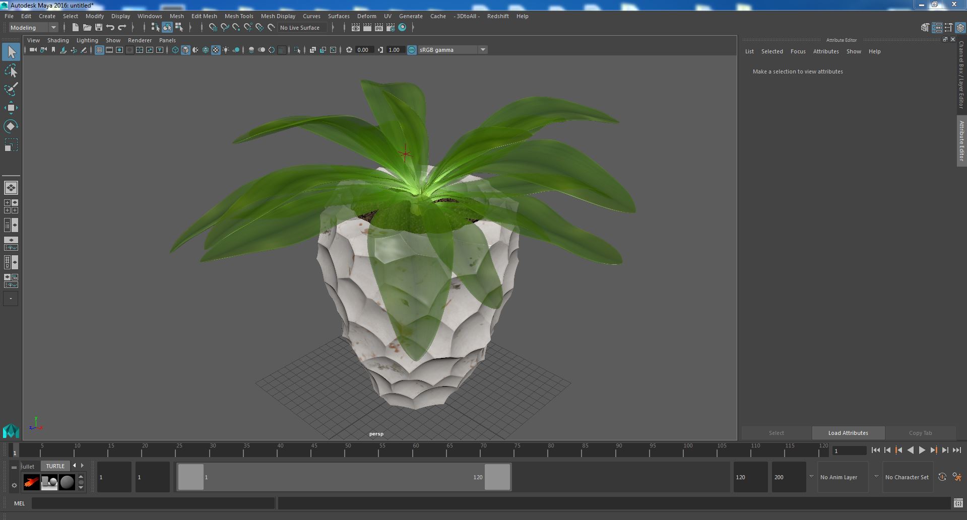Cordyline Glauca in Modern Flower Pot 3D