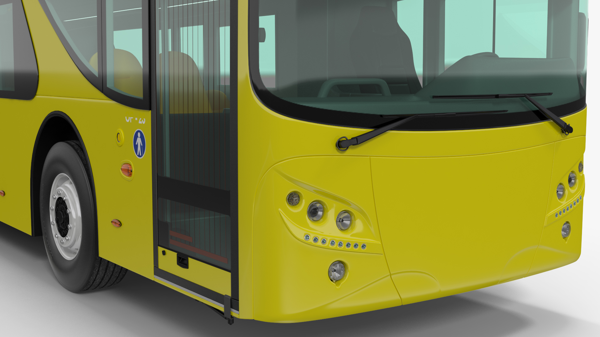 3D model Open Air Tour Bus Simple Interior Yellow