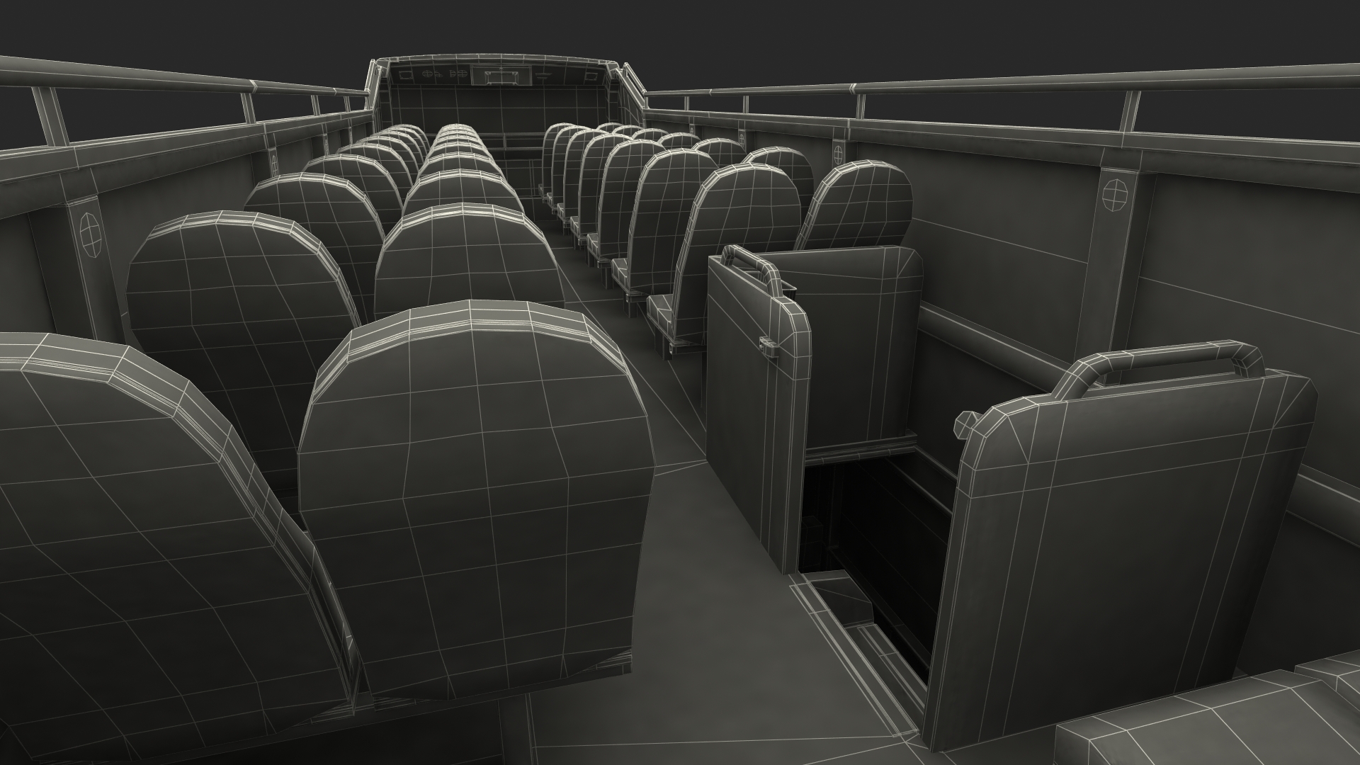 3D model Open Air Tour Bus Simple Interior Yellow